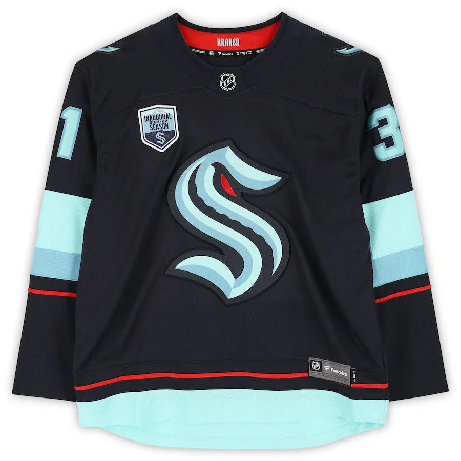 Philipp Grubauer Autographed Seattle Kraken (Navy Blue #31) Fanatics Hockey Jersey - Fanatics
