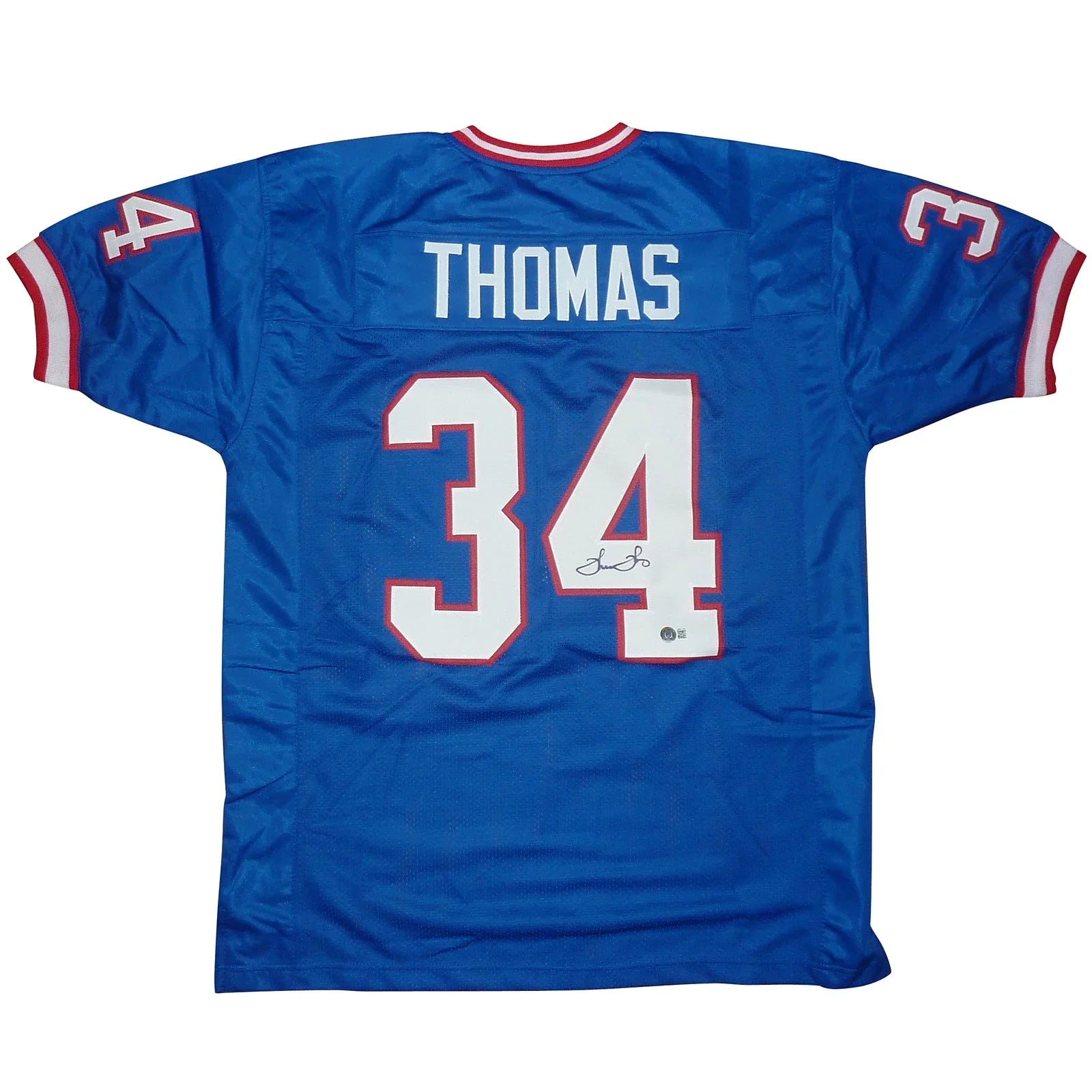 Thurman Thomas Autographed Buffalo (Blue #34) Custom Jersey - Beckett