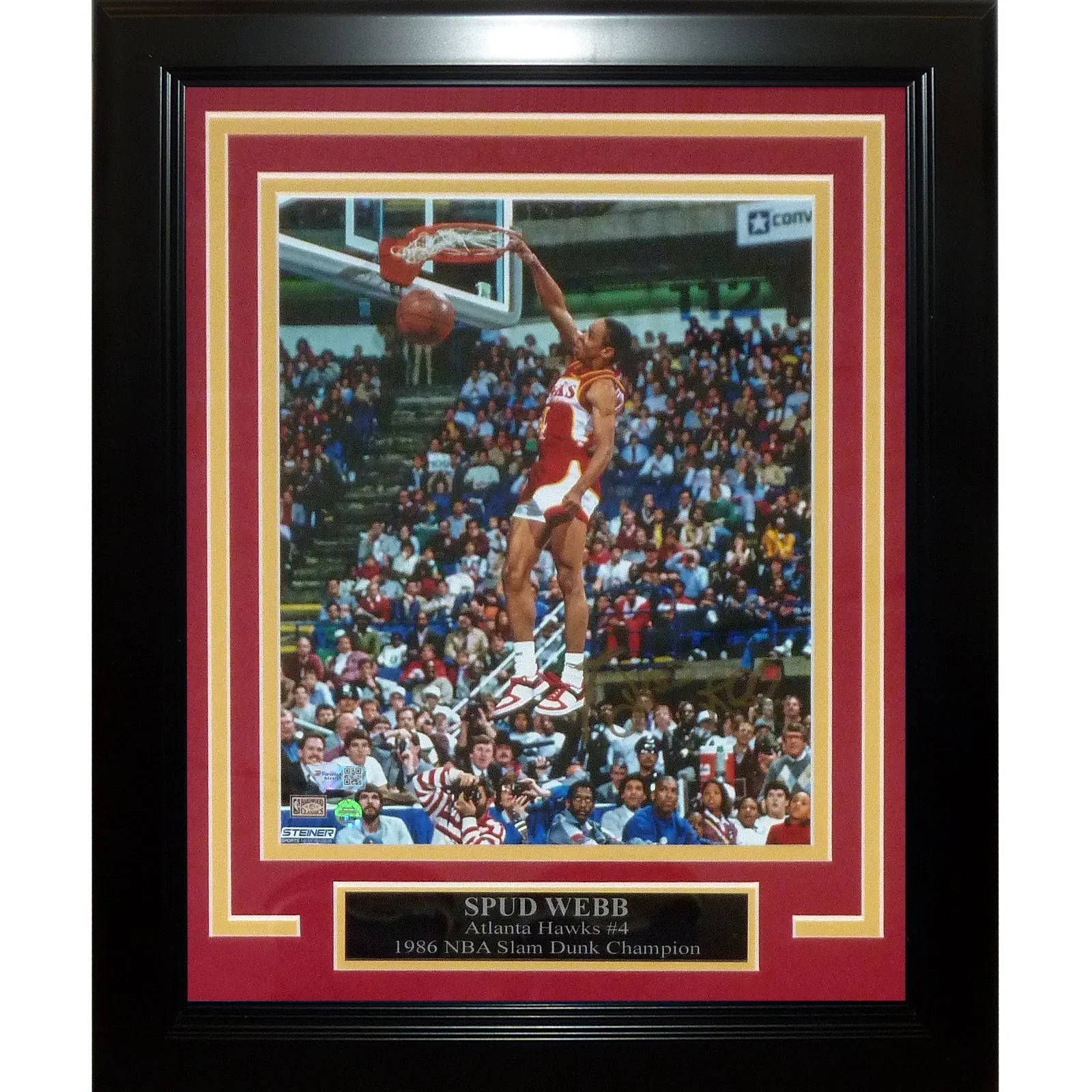 Spud Webb Autographed Atlanta Hawks Deluxe Framed 8x10 Photo - Fanatics