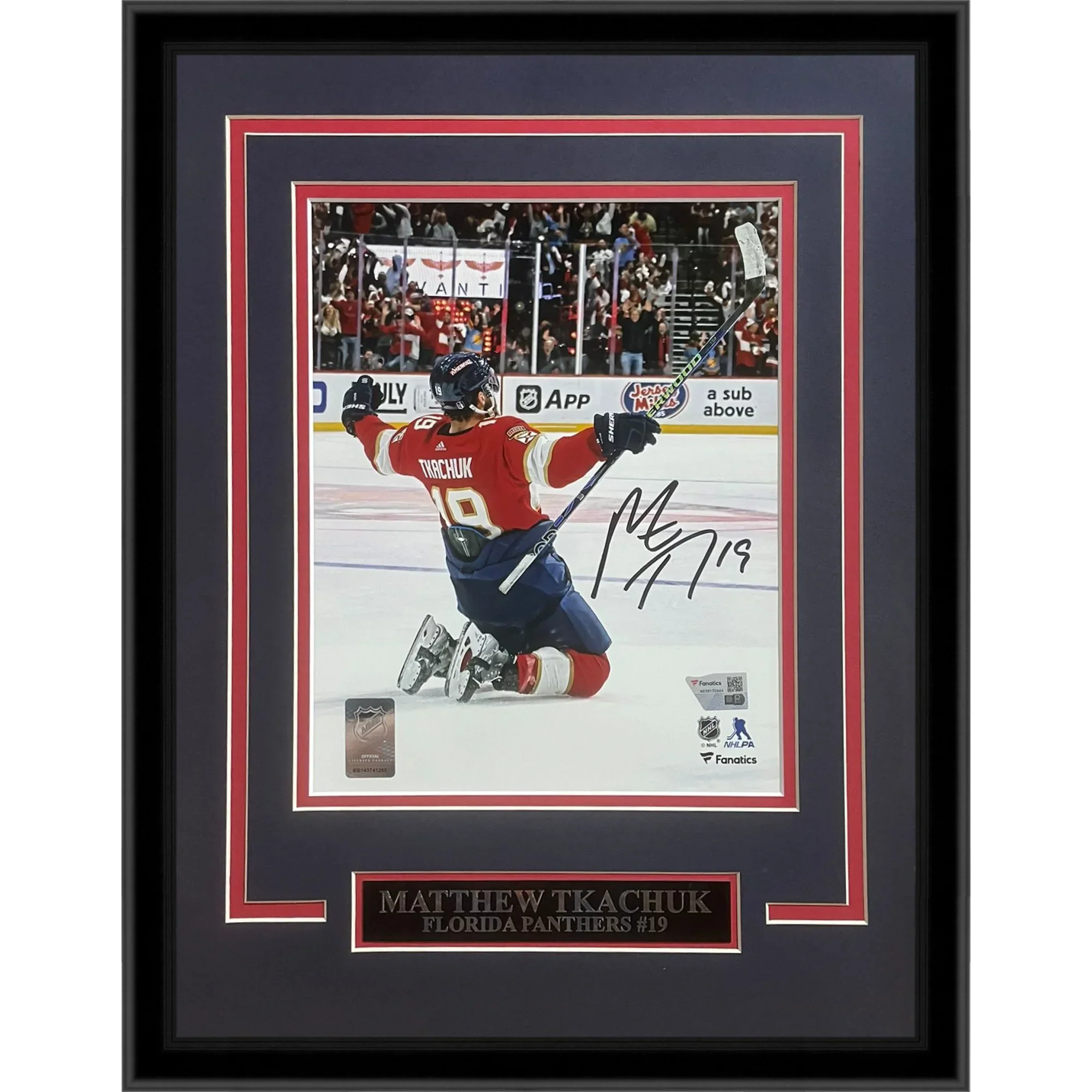 Matthew Tkachuk Autographed Florida Panthers (ECF Game Winning Goal) Deluxe Framed 11x14 Photo - JSA