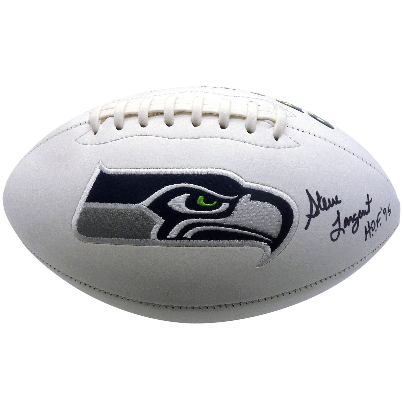 Steve Largent Autographed Seattle Seahawks Logo Football w/ "HOF 95" - JSA