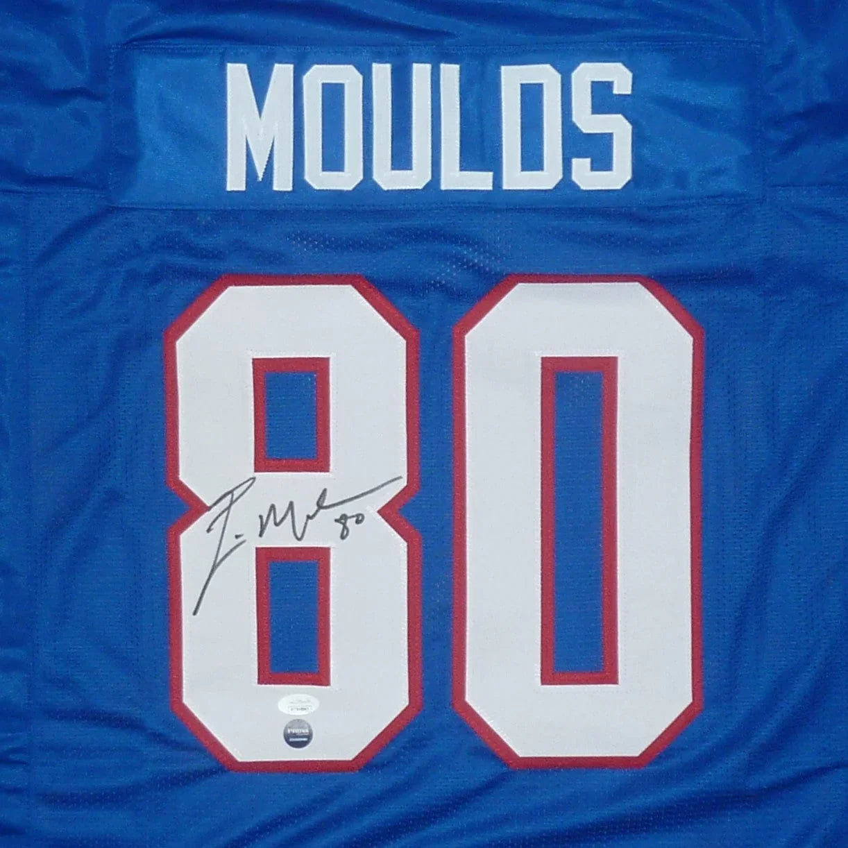 Eric Moulds Autographed Buffalo (Blue #80) Custom Jersey - JSA