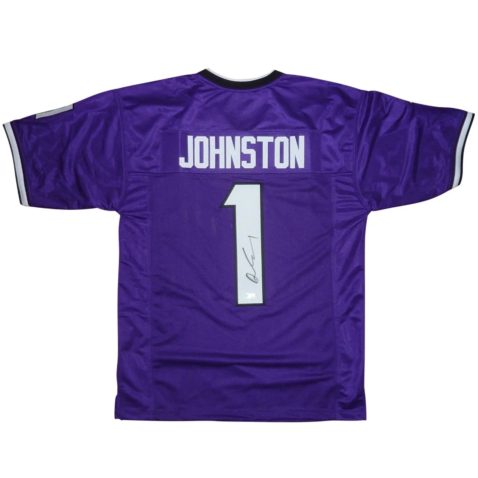 Quentin Johnston Autographed TCU Horned Frogs (Purple #1) Custom Jersey - Beckett