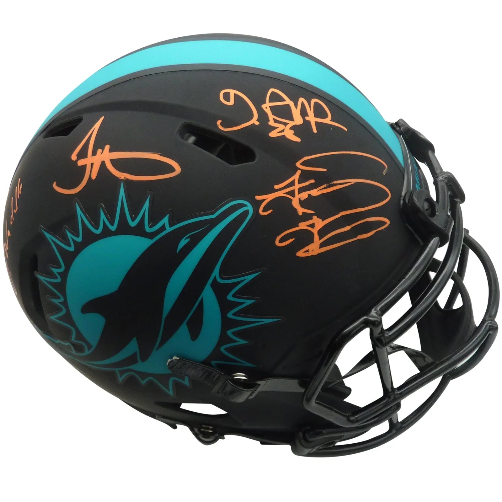De'Von Achane, Tyreek Hill, Tua Tagovailoa, and Jaylen Waddle Autographed Miami Dolphins (ECLIPSE Alternate) Authentic Proline Helmet - Fanatics