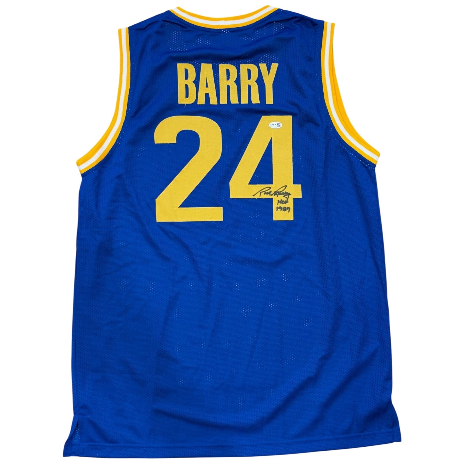 Rick Barry Autographed Golden State (Blue #24) Custom Jersey w/ "HOF 1987" - JSA