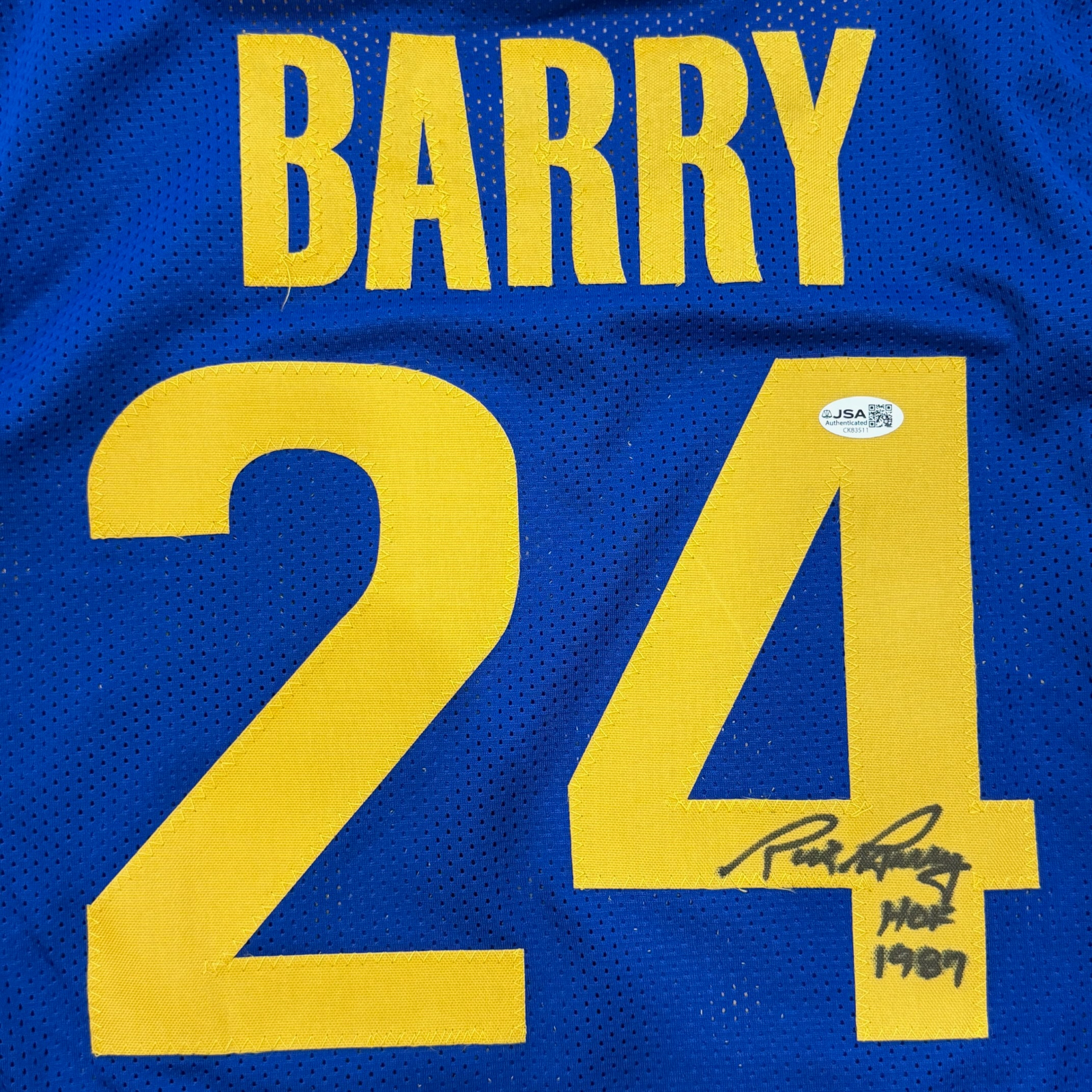 Rick Barry Autographed Golden State (Blue #24) Custom Jersey w/ "HOF 1987" - JSA