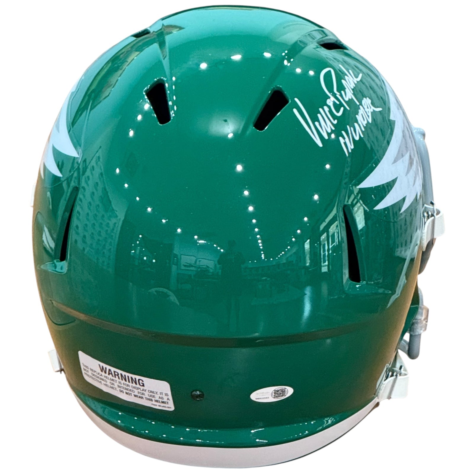 Vince Papale Autographed Philadelphia Eagles (Kelly Green) Deluxe Full-Size Replica Helmet w/ "Invincible" Inscription - JSA
