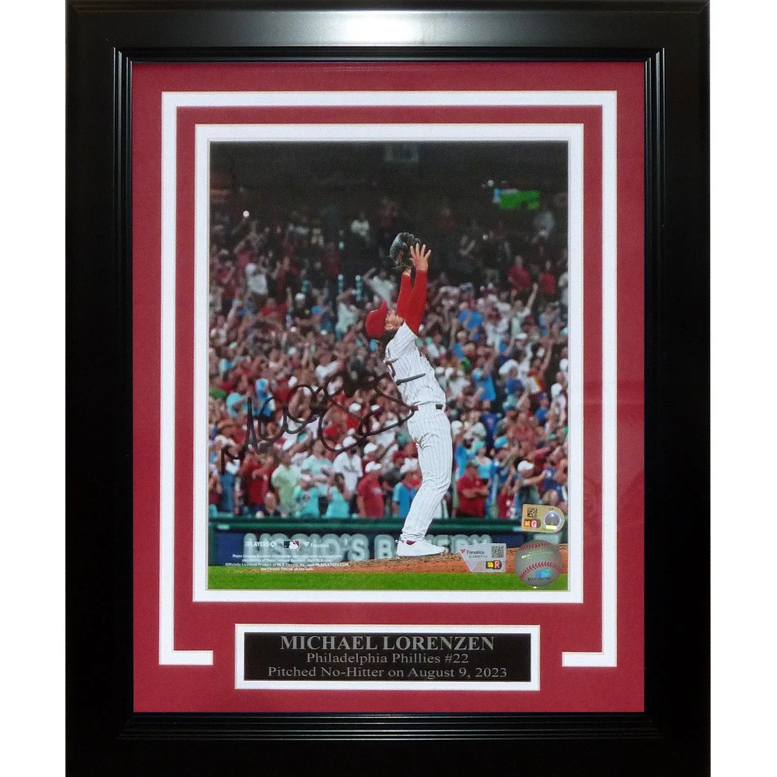 Michael Lorenzen Autographed Philadelphia Phillies (No-Hitter) Deluxe Framed 8x10 Photo - Fanatics