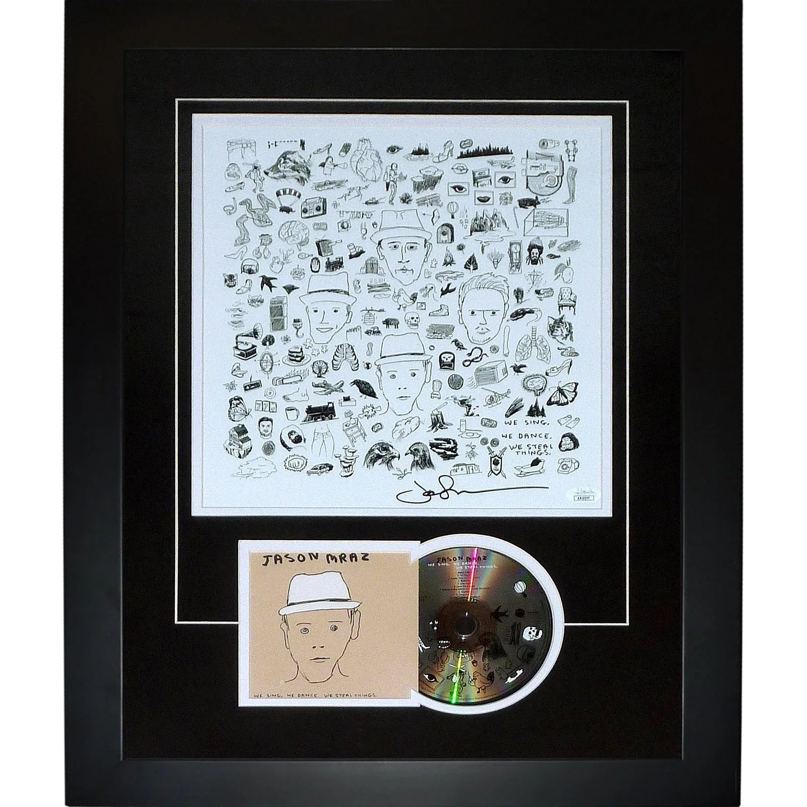 Jason Mraz Autographed We Sing We Dance We Steal Things 12x12 Poster Deluxe Framed with CD - JSA