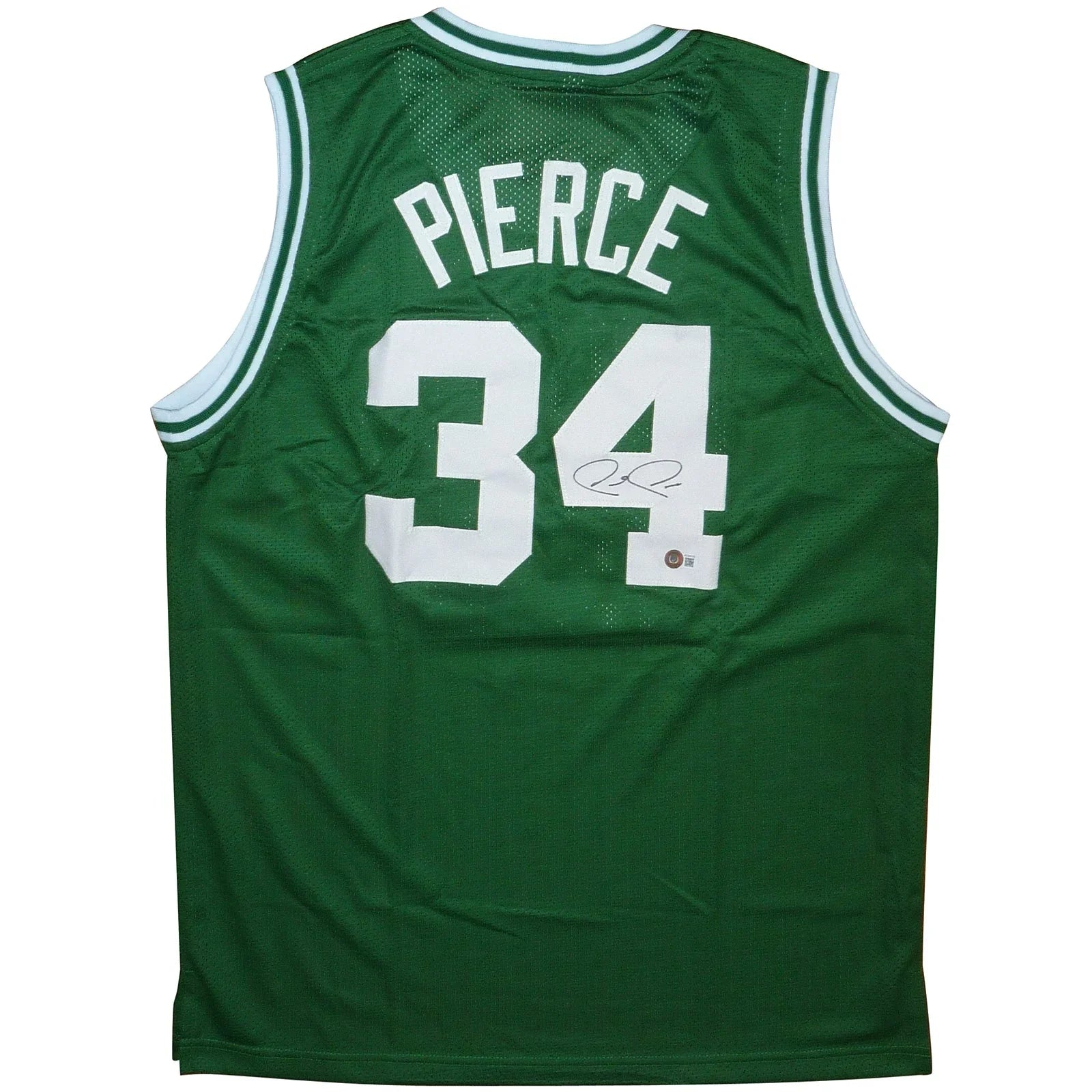 Paul Pierce Autographed Boston (Green #34) Custom Jersey - Beckett Witness