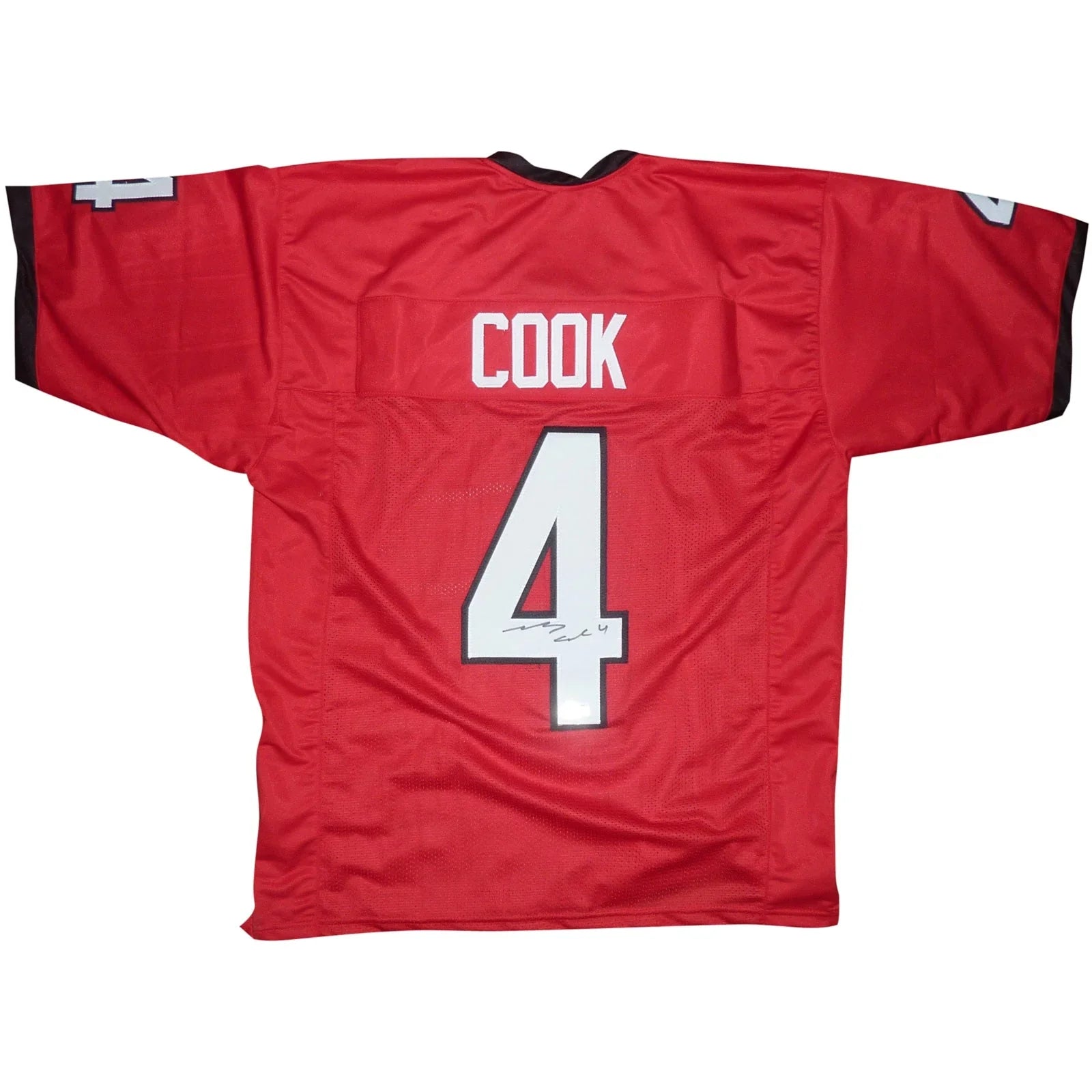 James Cook Autographed Georgia Bulldogs (Red #4) Custom Jersey - Beckett