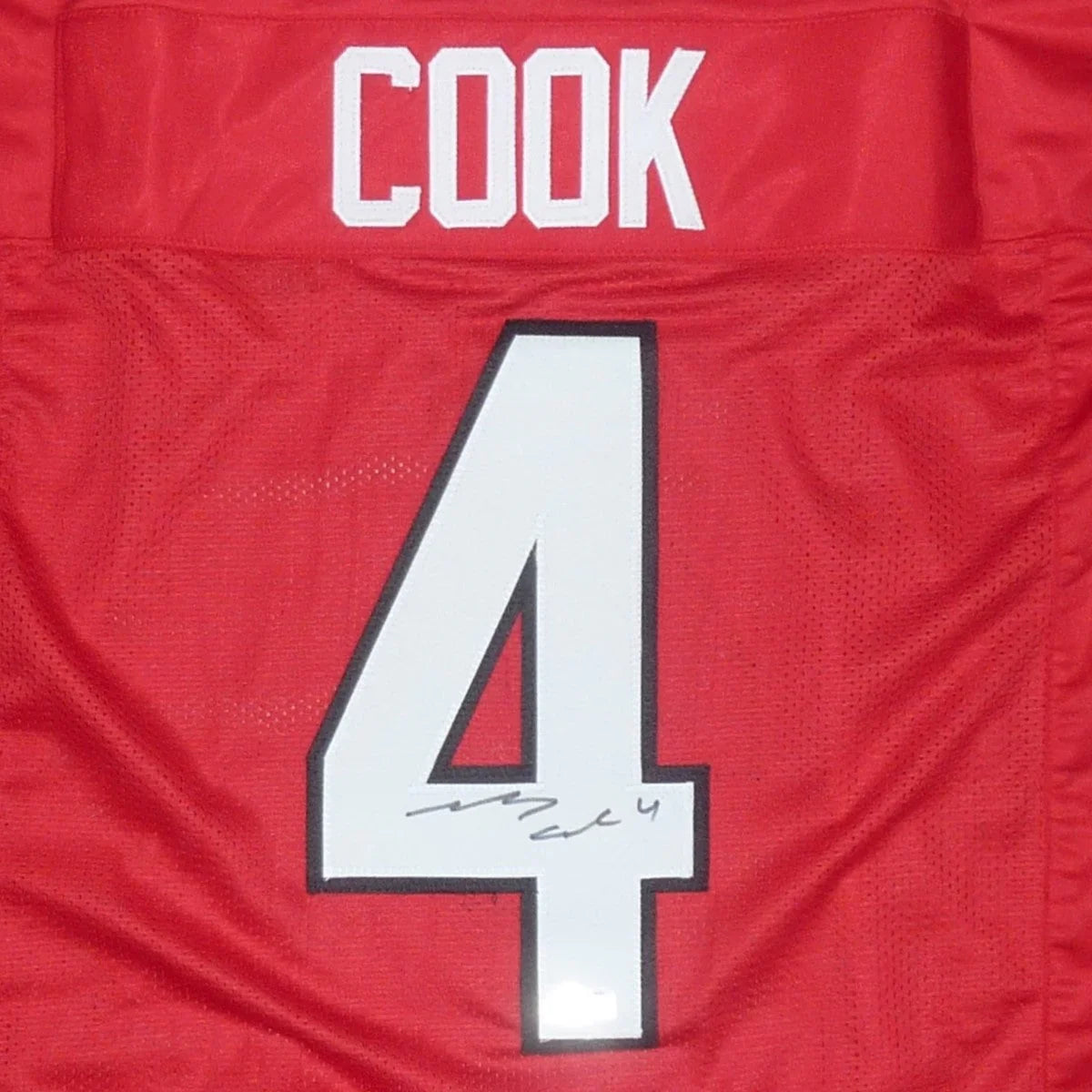 James Cook Autographed Georgia Bulldogs (Red #4) Custom Jersey - Beckett