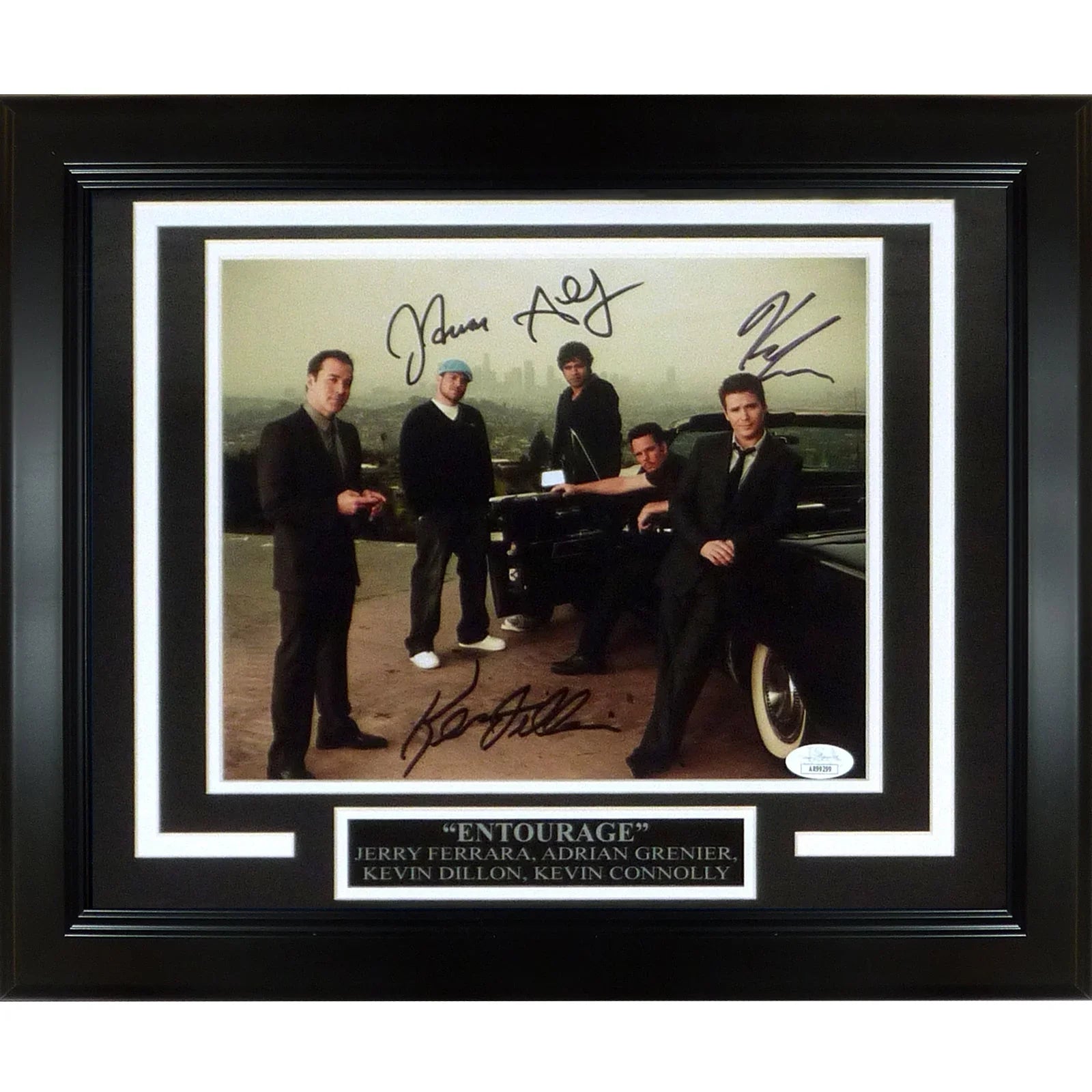 Entourage Cast (Connolly, Dillon, Ferrara, Grenier) Autographed Deluxe Framed 8x10 Photo Signatures include : Kevin Connolly , Kevin Dillon , Jerry Ferrara and Adrian Grenier- JSA