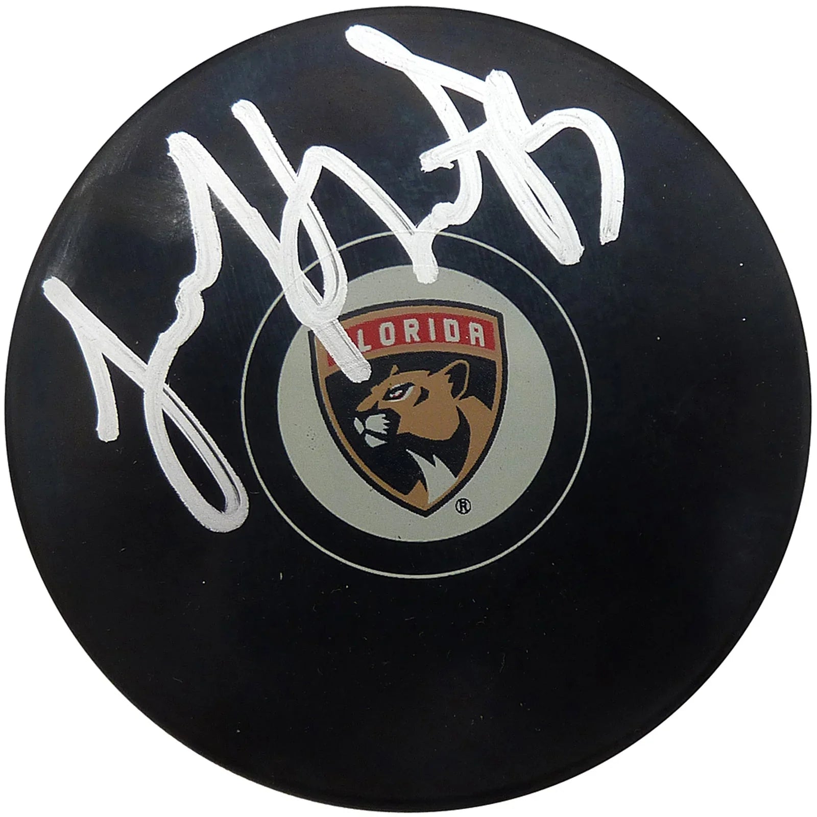 Sam Reinhart Autographed Florida Panthers Logo Replica Hockey Puck - JSA
