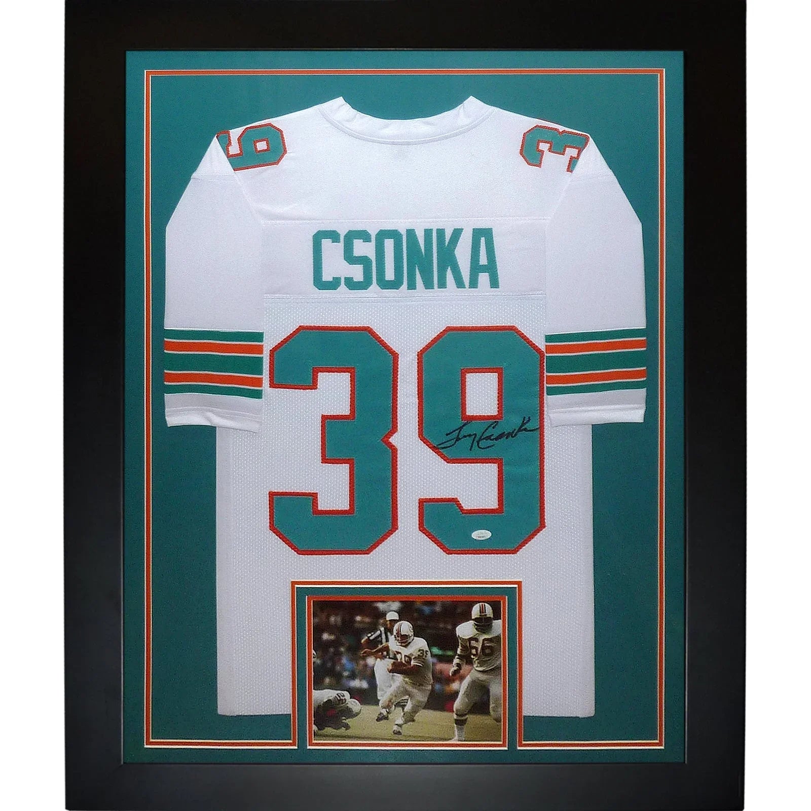 Larry Csonka Autographed Miami Dolphins (White #39) Framed Jersey - JSA