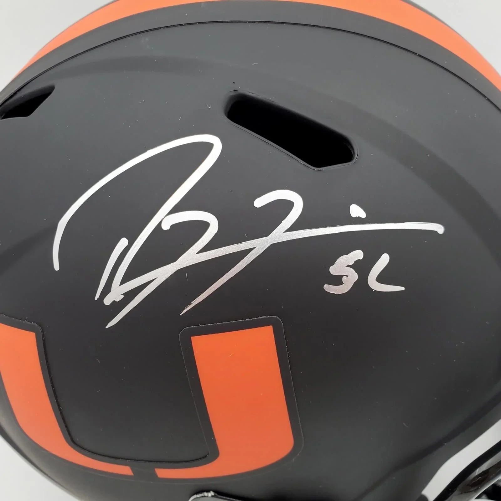 Ray Lewis Autographed Miami Hurricanes (ECLIPSE Alternate) Deluxe Full-Size Replica Helmet - Beckett