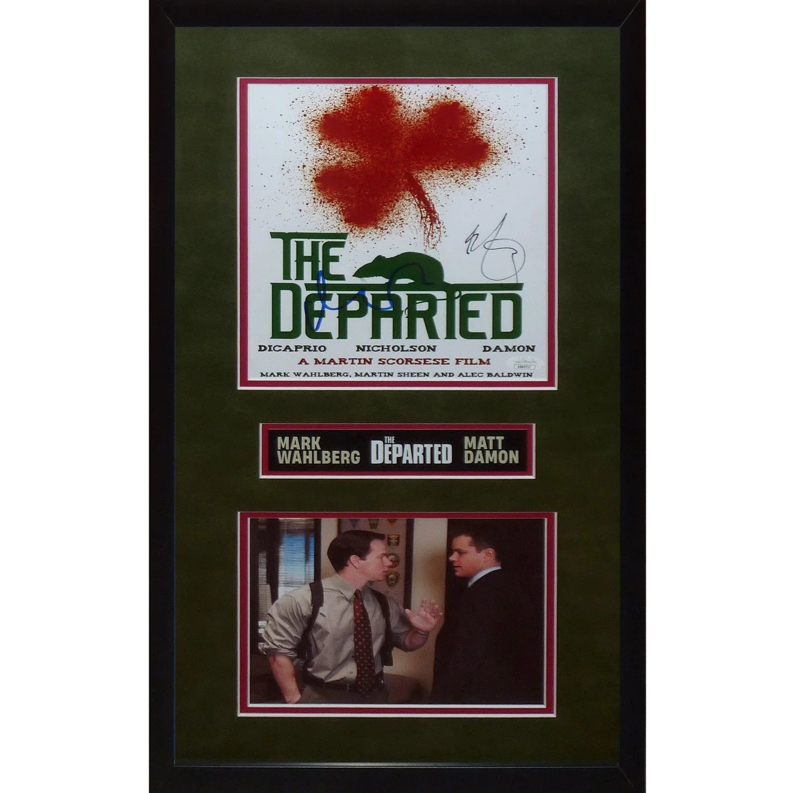 Matt Damon And Mark Wahlberg Autographed The Departed Deluxe Framed Piece - JSA
