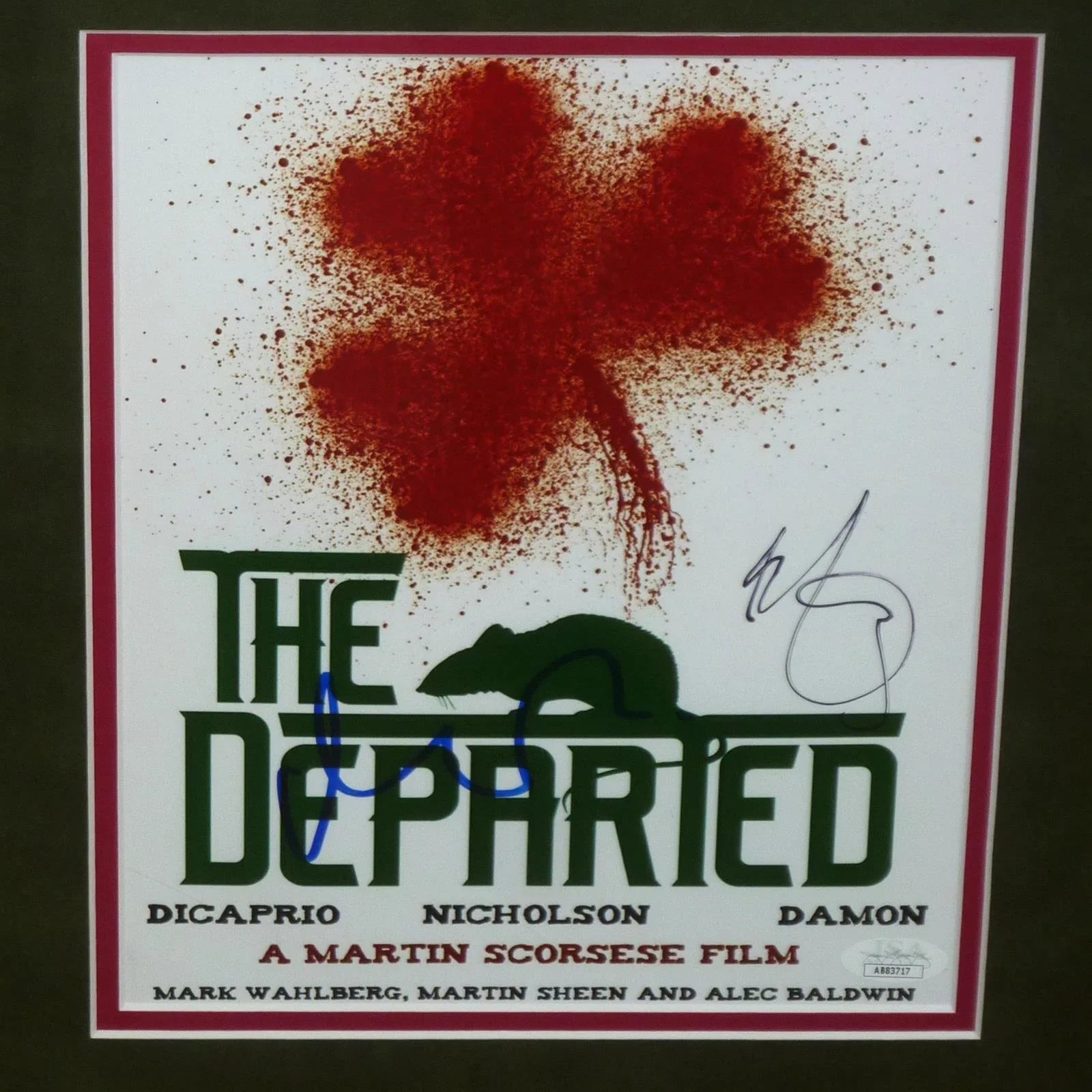 Matt Damon And Mark Wahlberg Autographed The Departed Deluxe Framed Piece - JSA