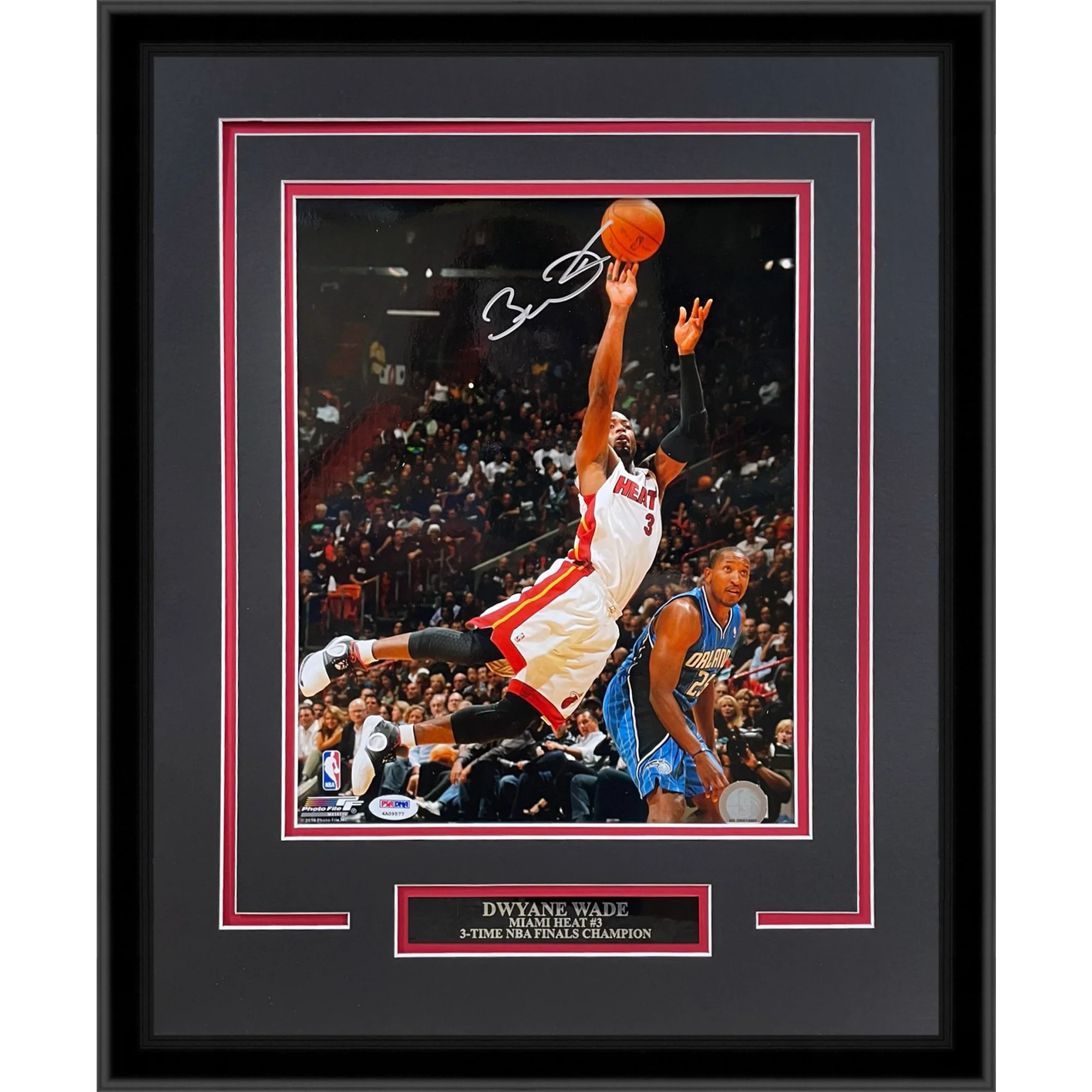 Dwyane Wade Autographed Miami Heat (Action) Deluxe Framed 11x14 Photo - PSADNA