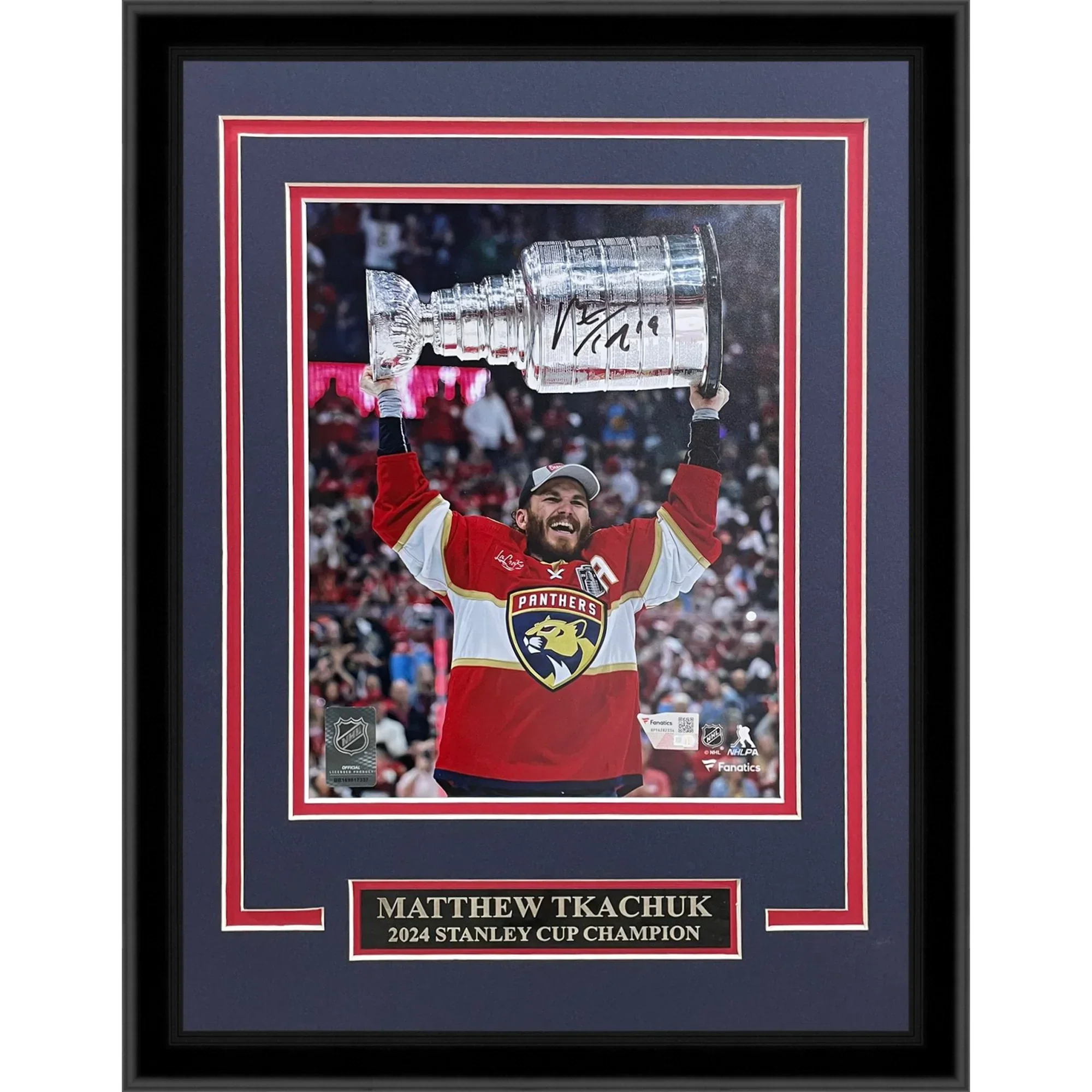 Matthew Tkachuk Autographed Florida Panthers (Stanley Cup Trophy) Deluxe Framed 8x10 Photo - JSA