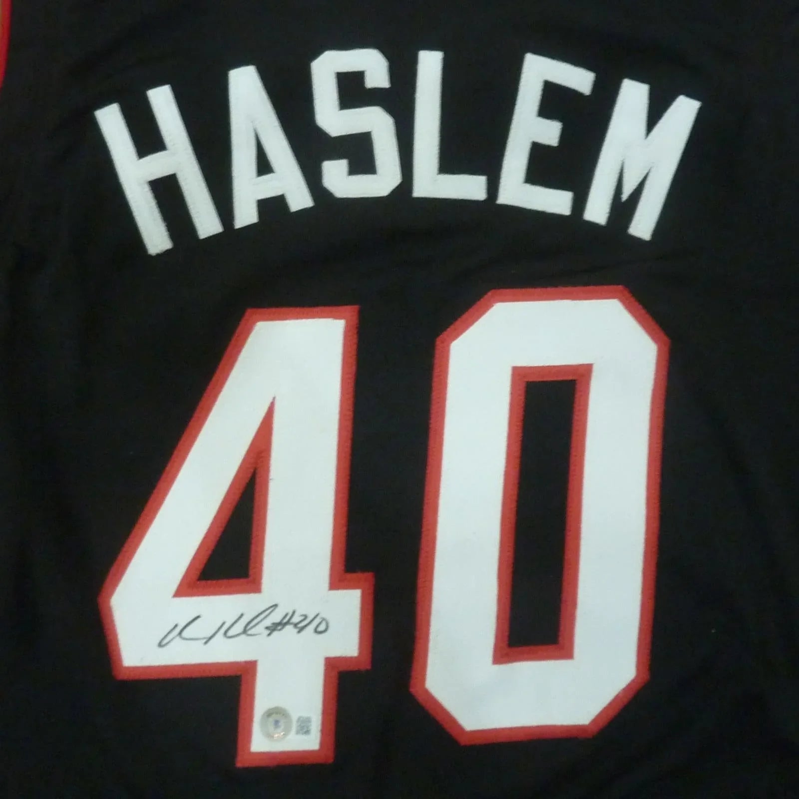 Udonis Haslem Autographed Miami (Black #40) Custom Jersey - Beckett
