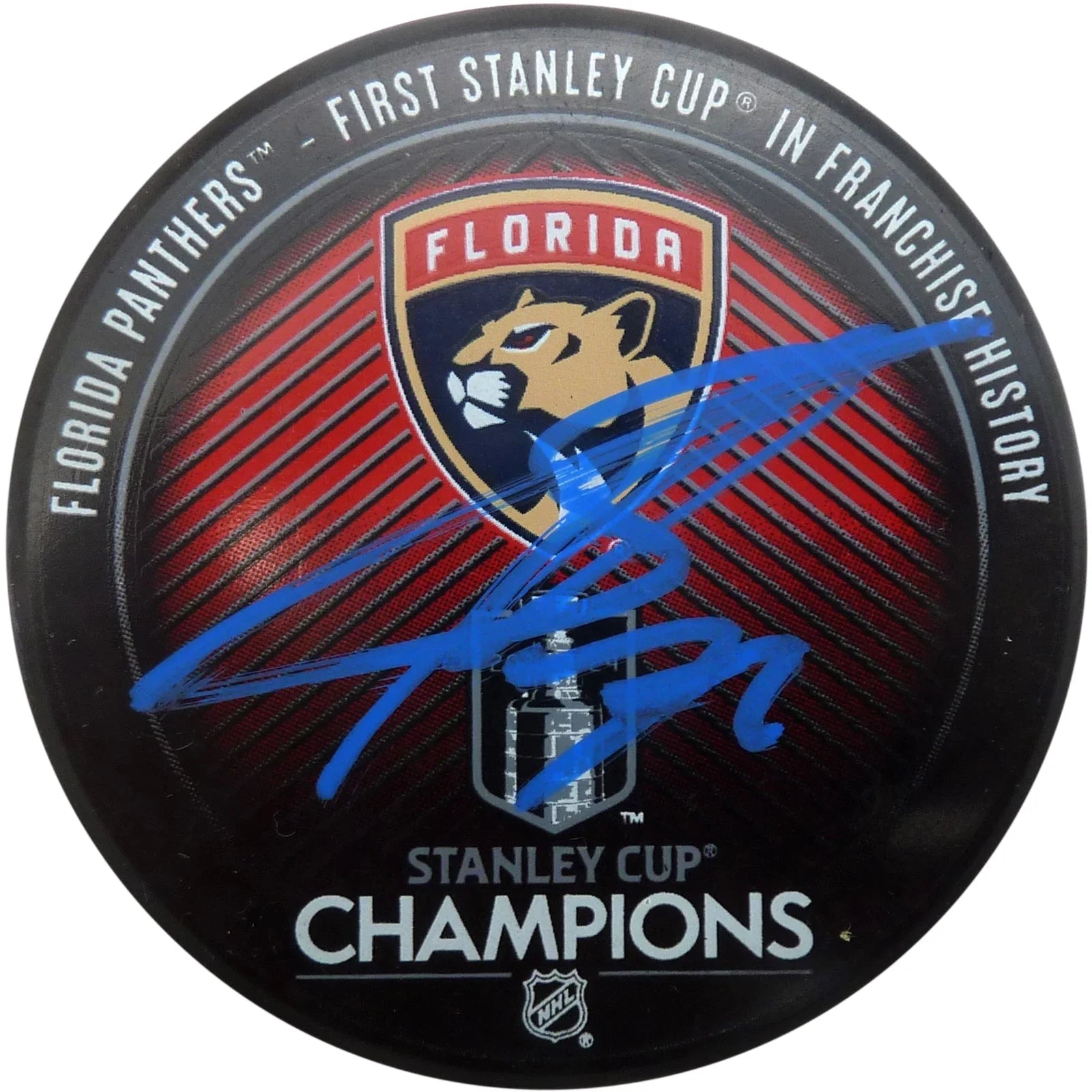 Sergei Bobrovsky Autographed Florida Panthers (2024 Stanley Cup Champs) Hockey Puck - Beckett