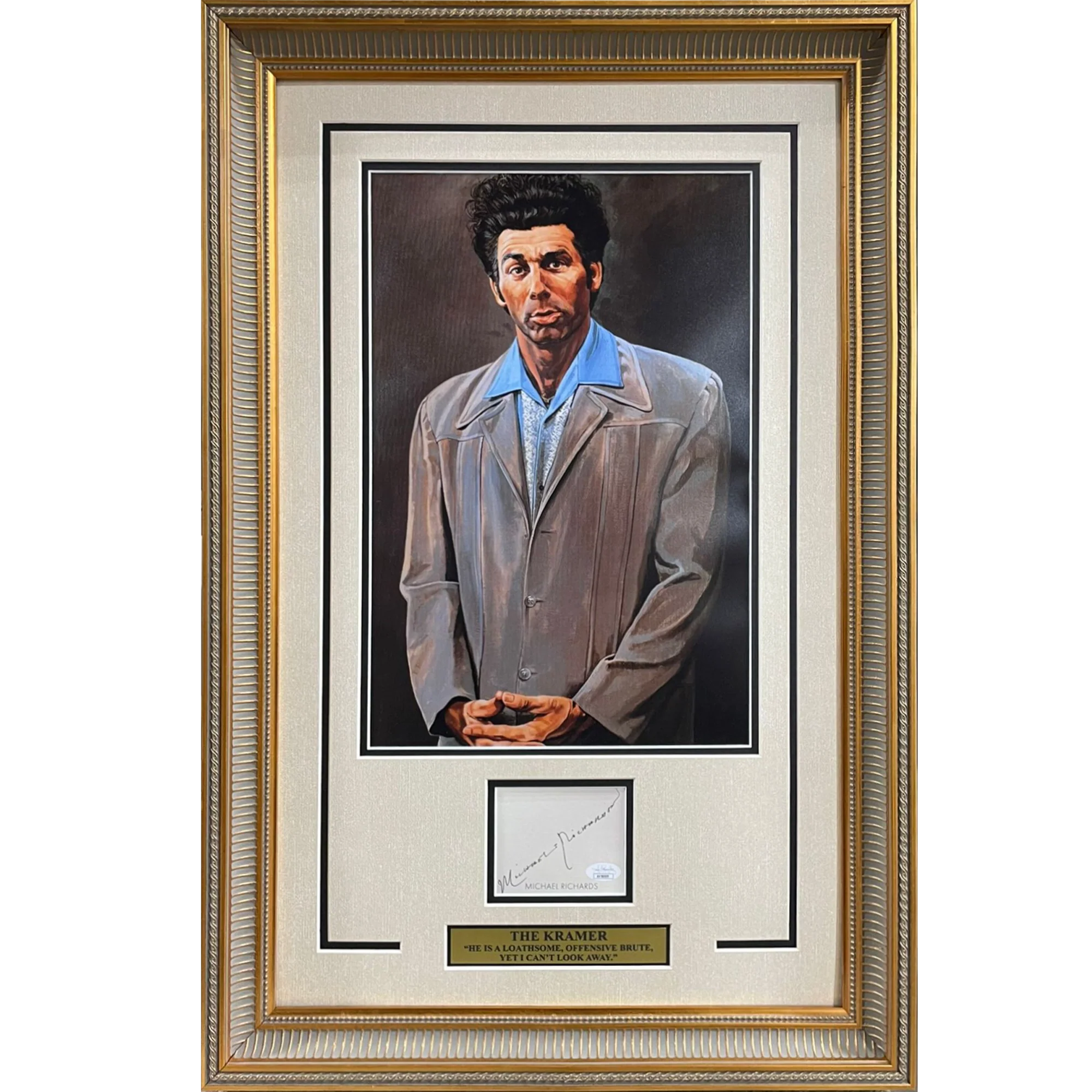 Michael Richards Autographed Seinfeld Deluxe Framed The Kramer 11x17 Artwork Poster Piece - JSA