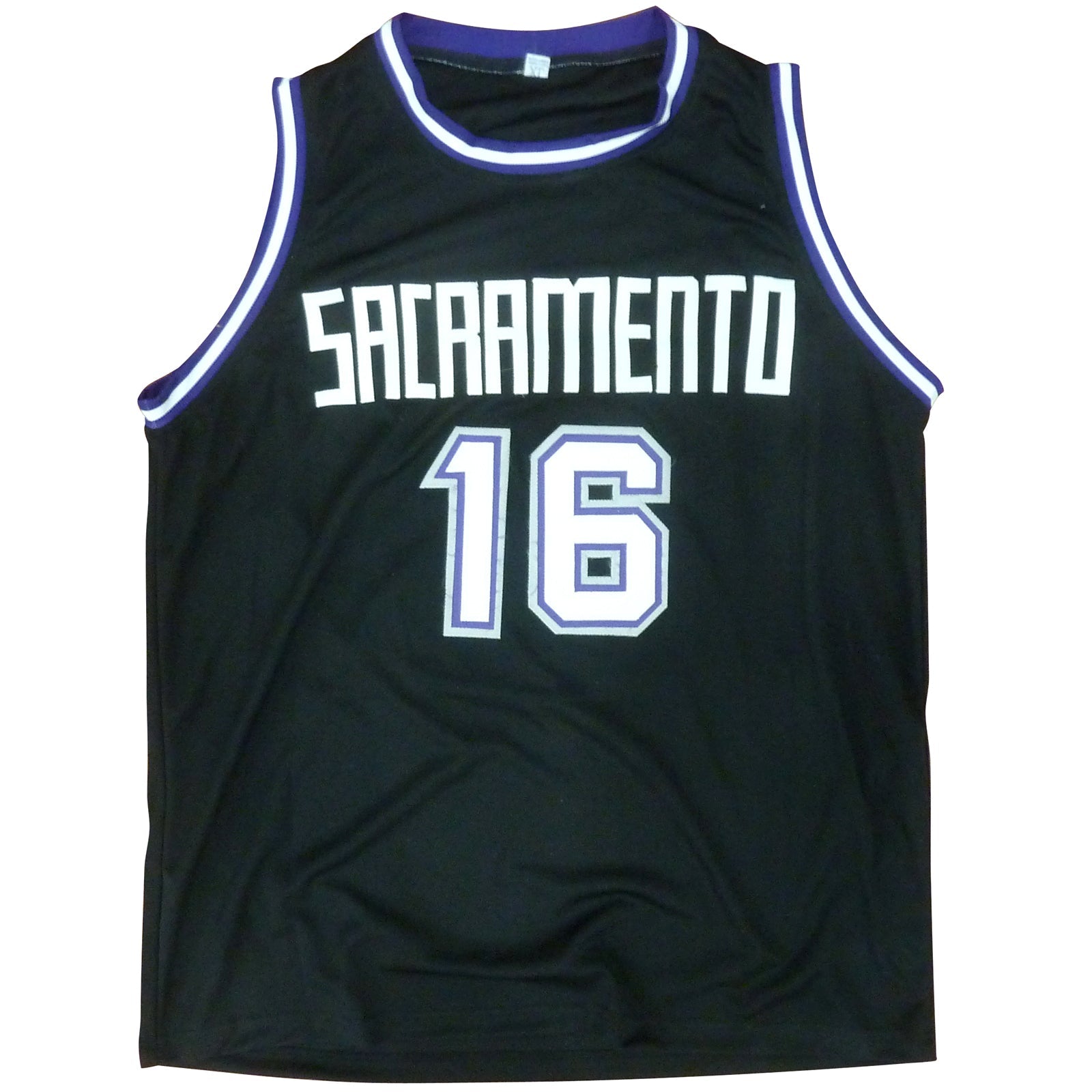 Peja Stojakovic Autographed Sacramento (Black #16) Custom Jersey - Beckett
