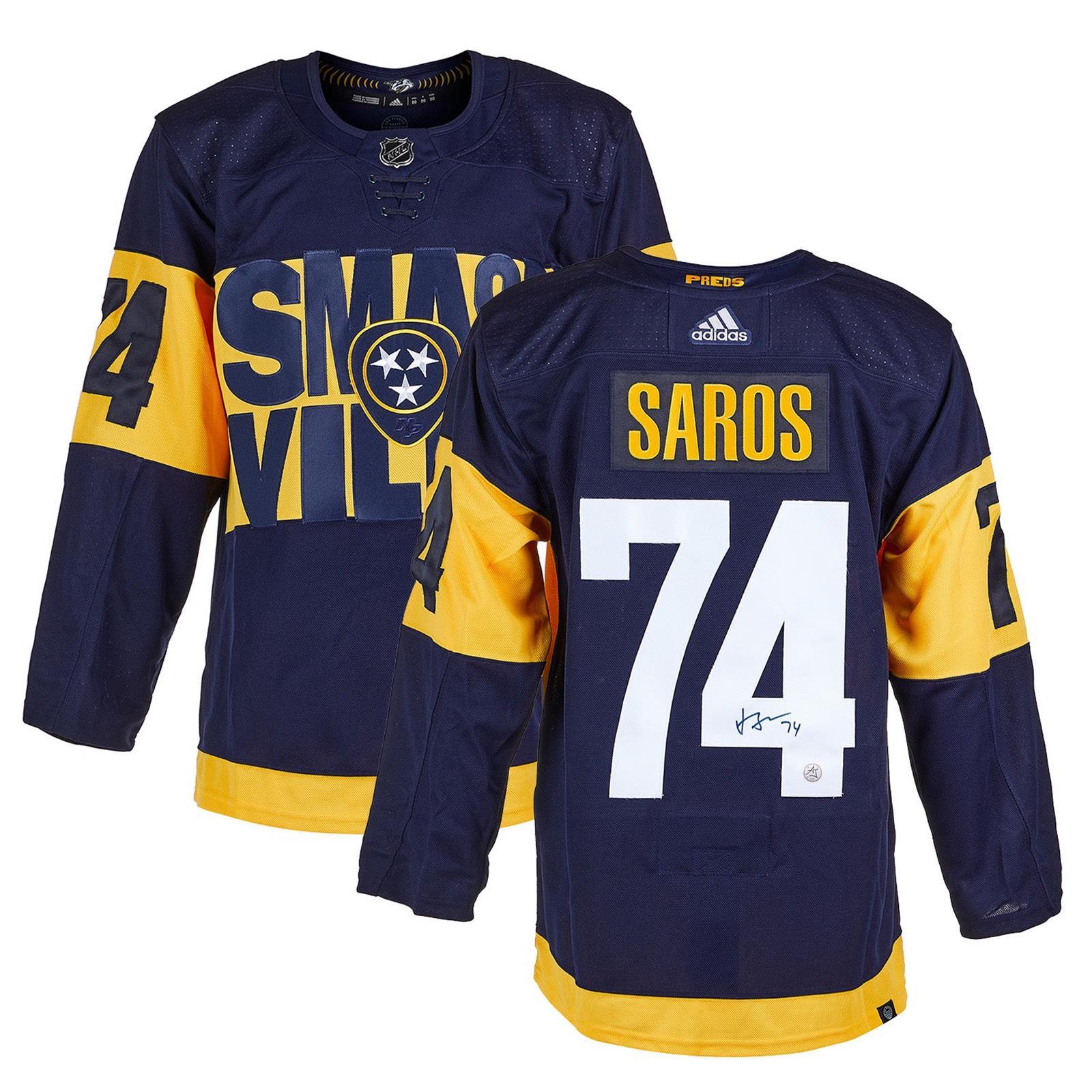 Juuse Saros Autographed Nashville Predators (Smashville Stadium Series #74) Adidas Jersey - AJ