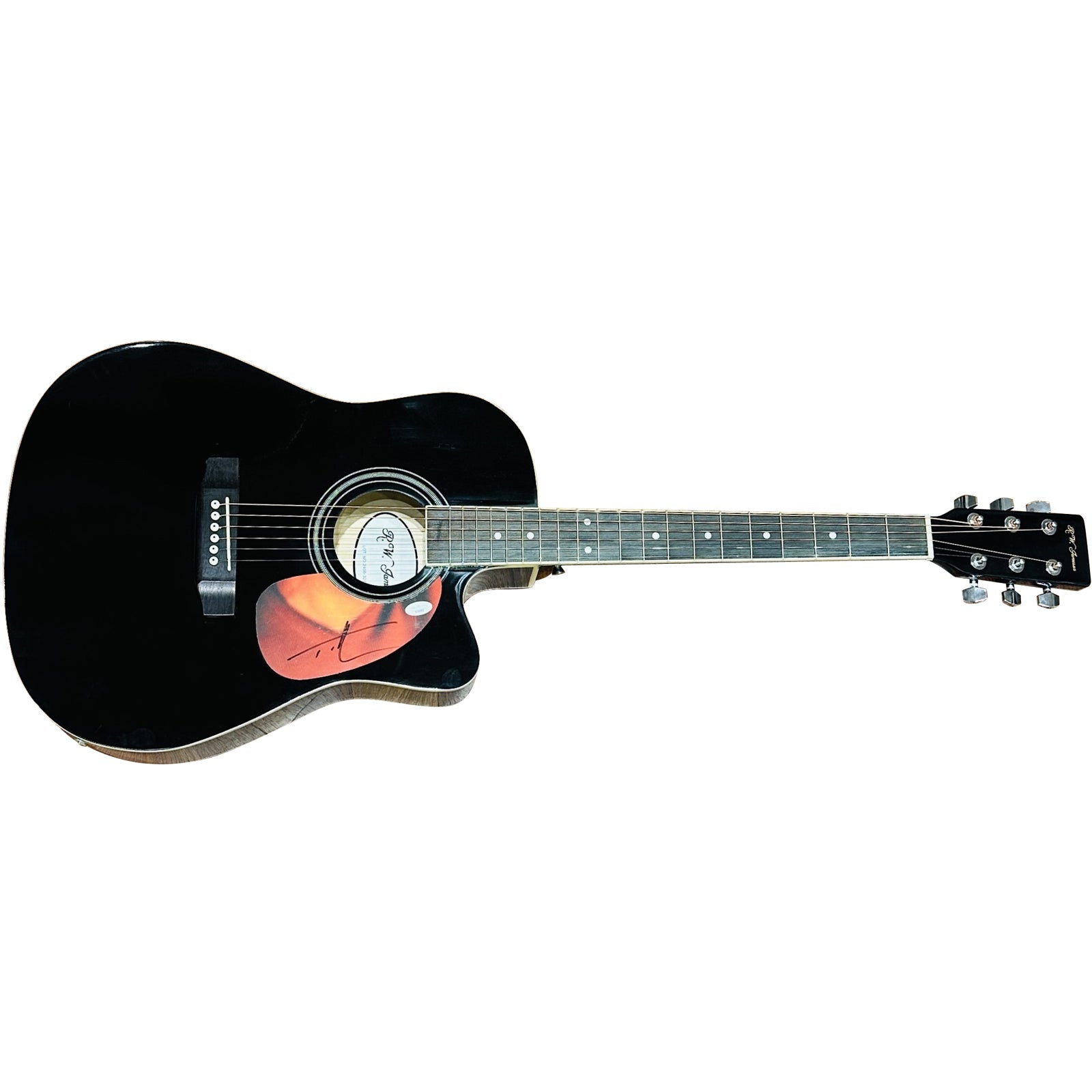 Tim McGraw Black Acoustic Guitar with Signature - JSA