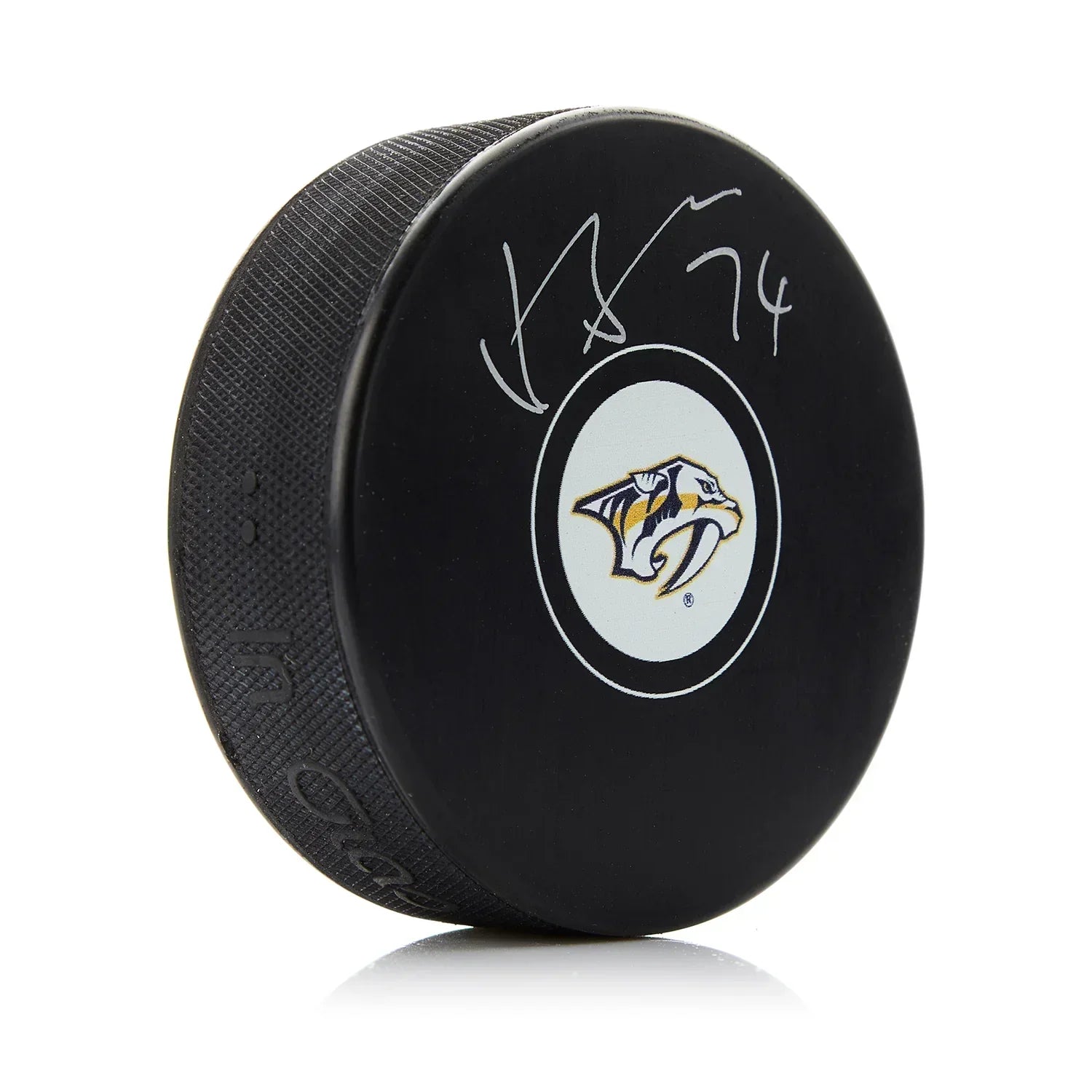 Juuse Saros Autographed Nashville Predators Hockey Puck - JSA