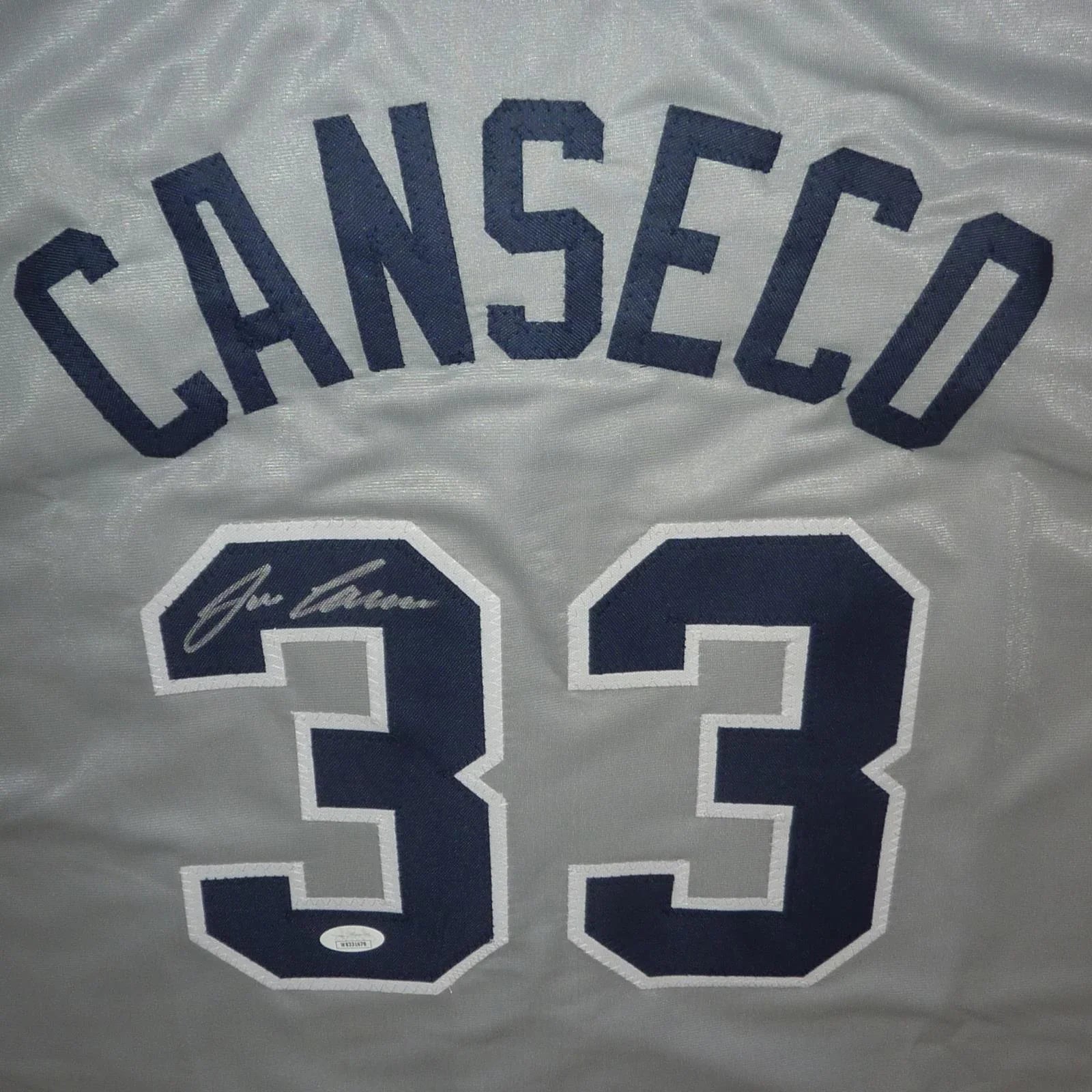 Jose Canseco Autographed New York (Grey #33) Custom Jersey - JSA