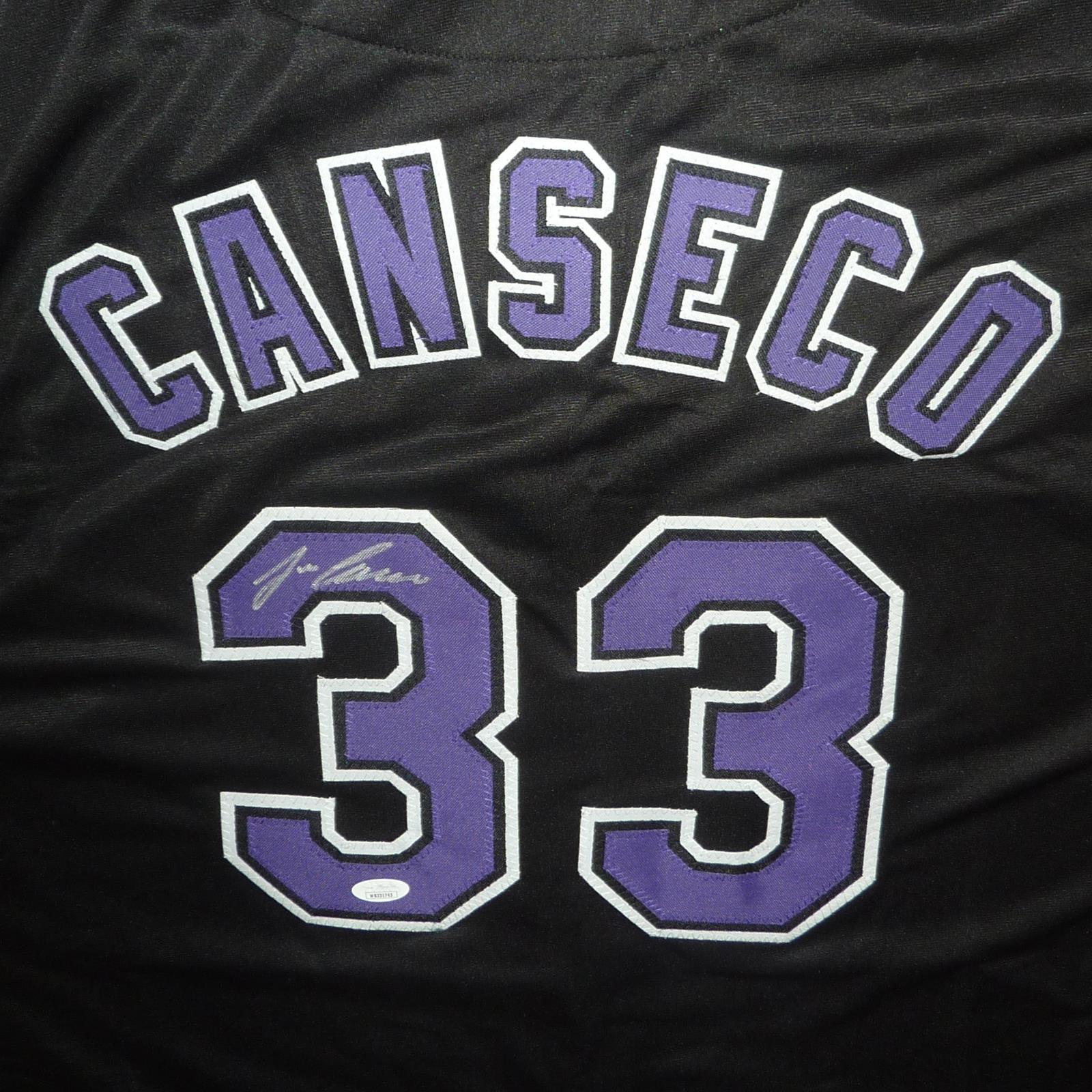 Jose Canseco Autographed Tampa Bay (Black #33) Custom Jersey - JSA
