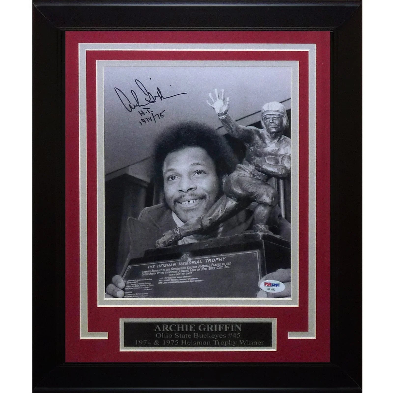 Archie Griffin Autographed Ohio State Buckeyes (Heisman Trophy) Deluxe Framed 8x10 Photo - Beckett