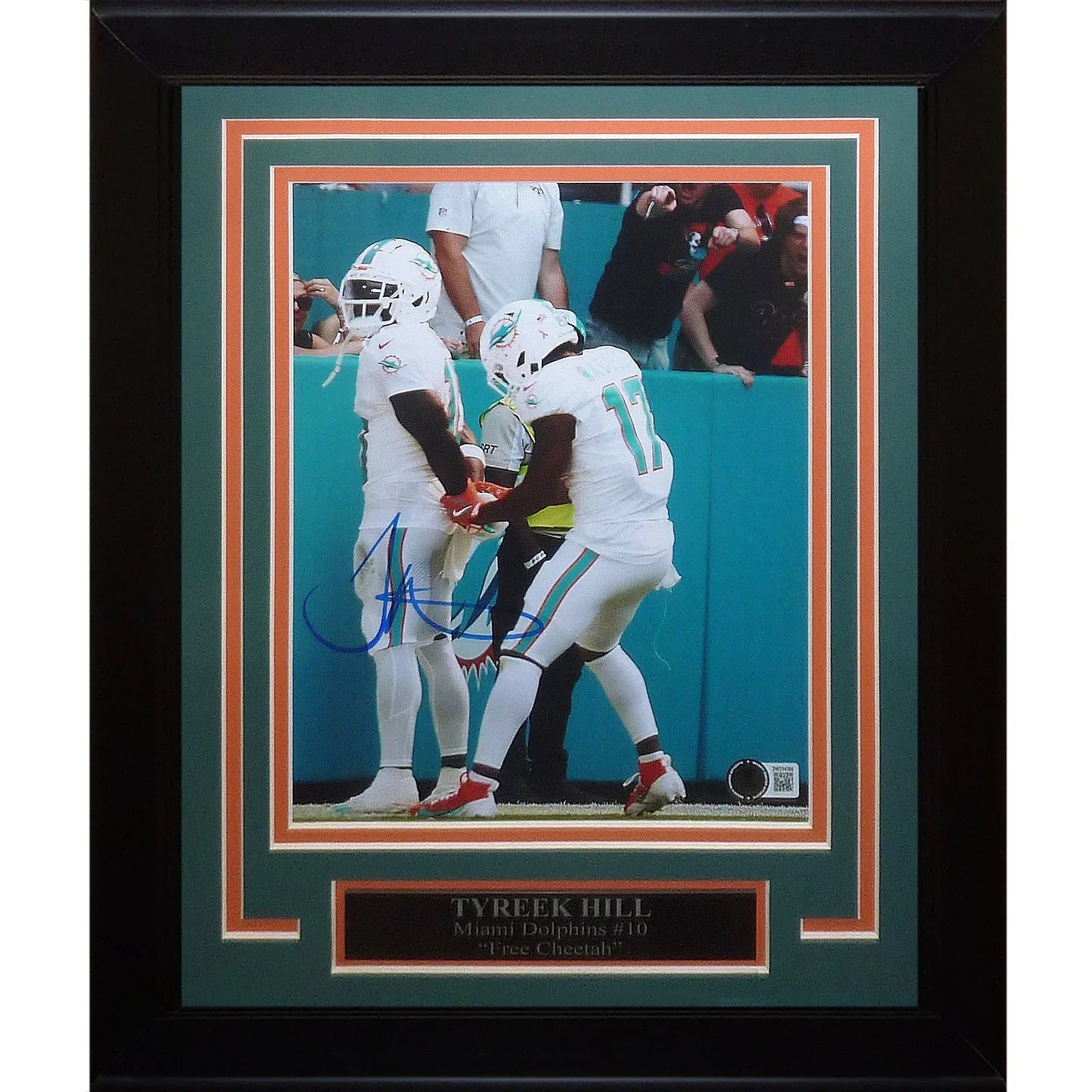 Tyreek Hill Autographed Miami Dolphins (Handcuffs Celebration Color) Deluxe 8x10 Photo - Beckett