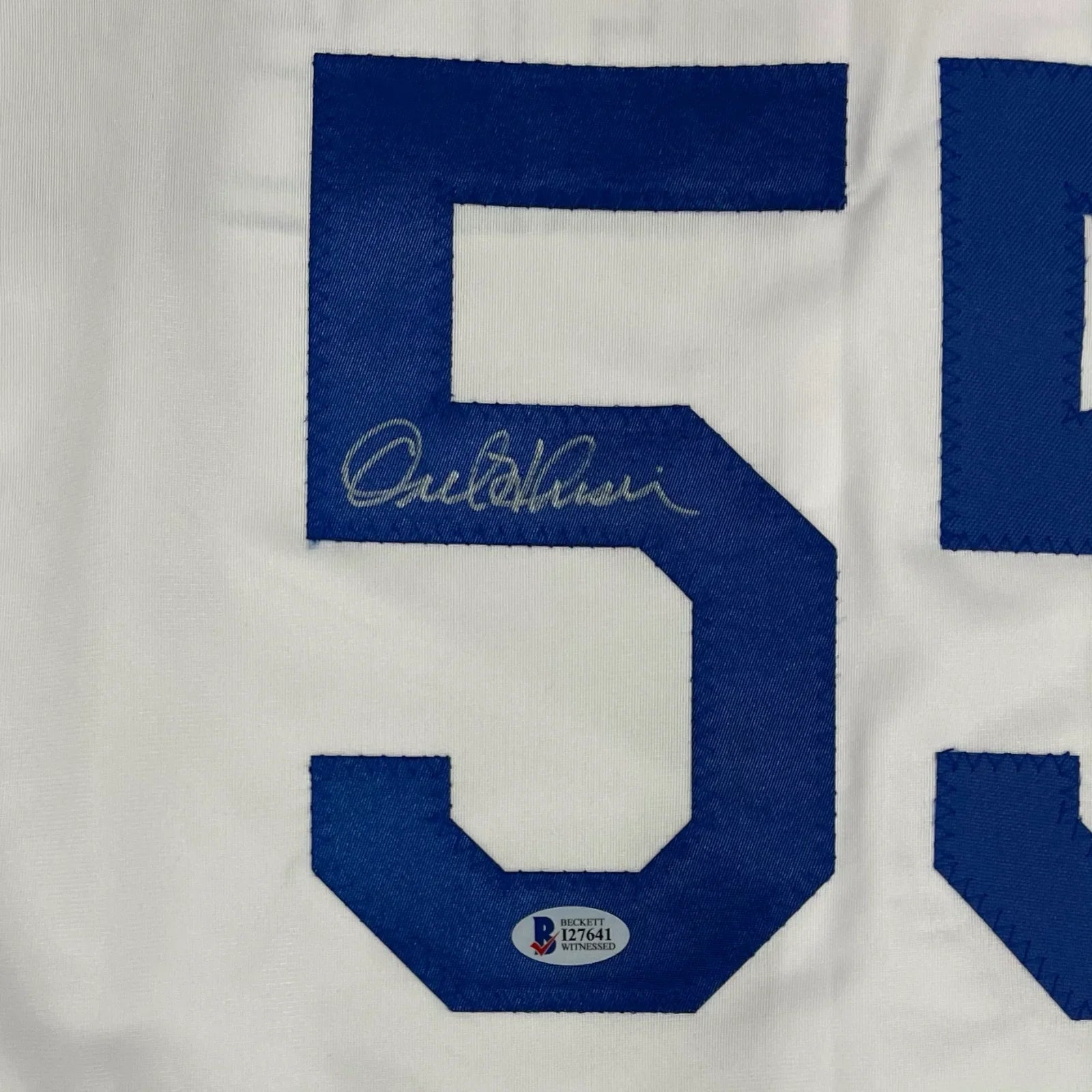 Orel Hershiser Autographed Los Angeles (White #55) Custom Jersey - Beckett