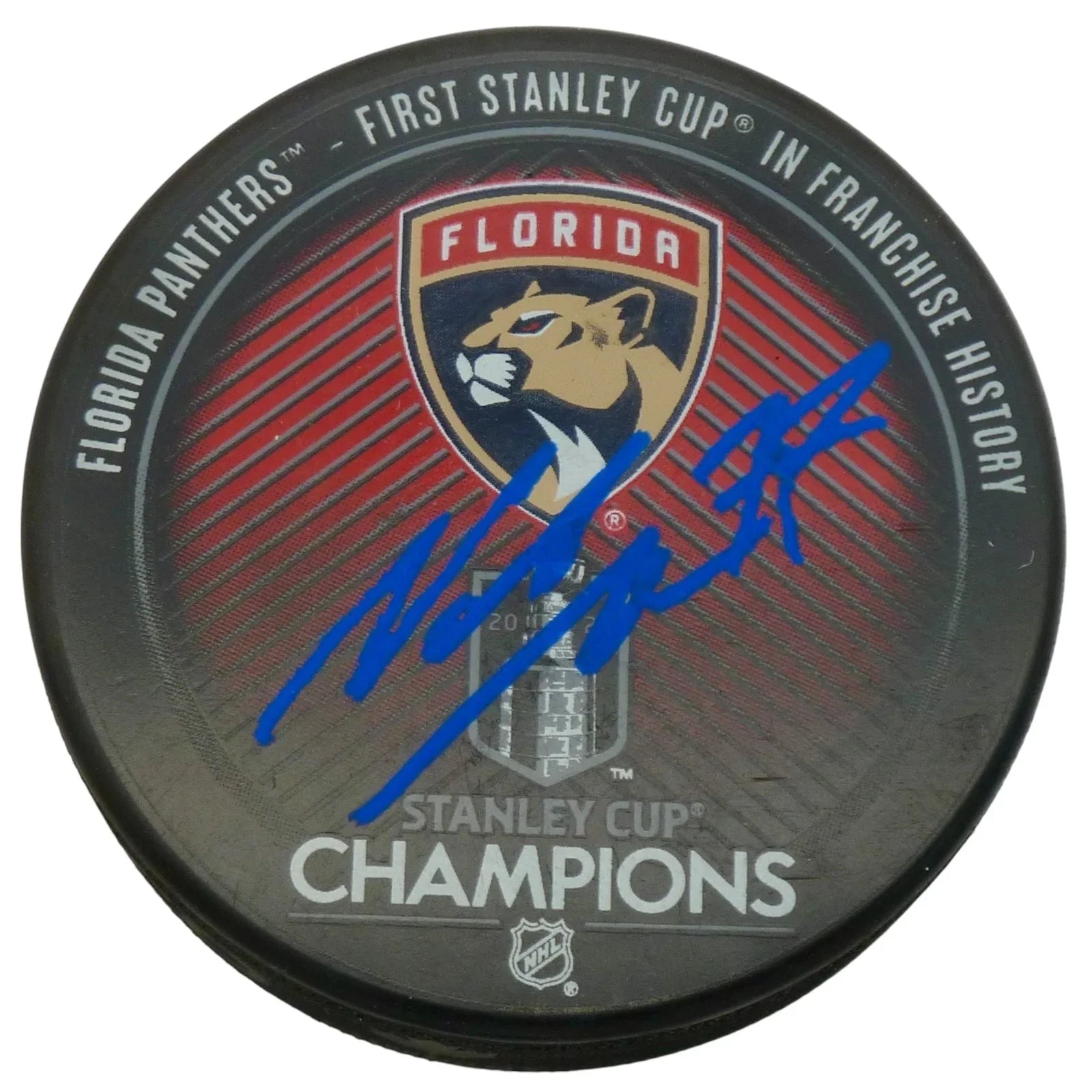 Niko Mikkola Autographed Florida Panthers (Stanley Cup Champs Logo) Hockey Puck - JSA