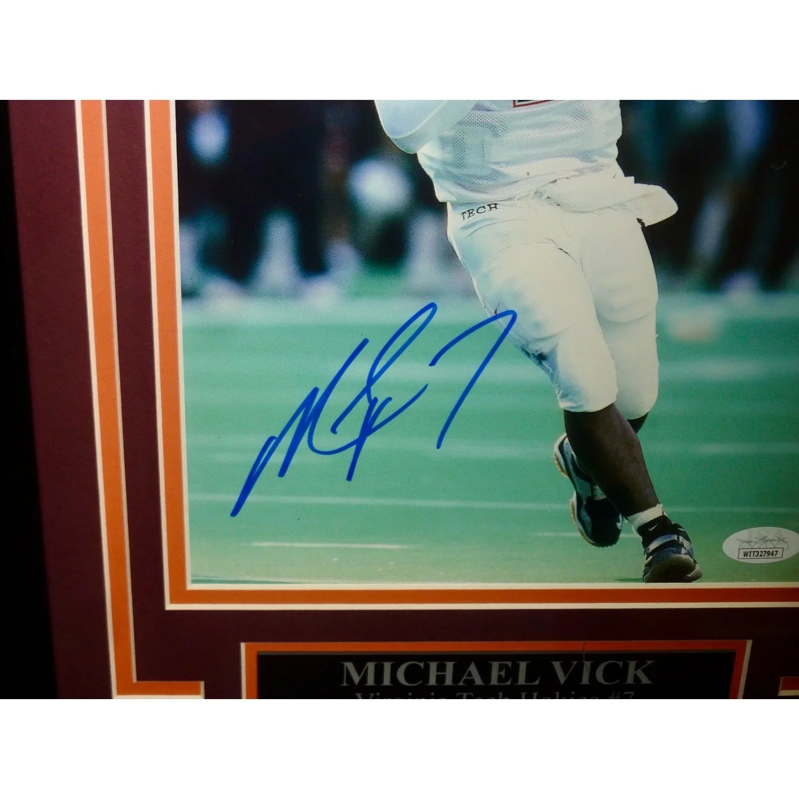 Michael Vick Autographed Virginia Tech Hokies Deluxe Framed 8x10 Photo - JSA