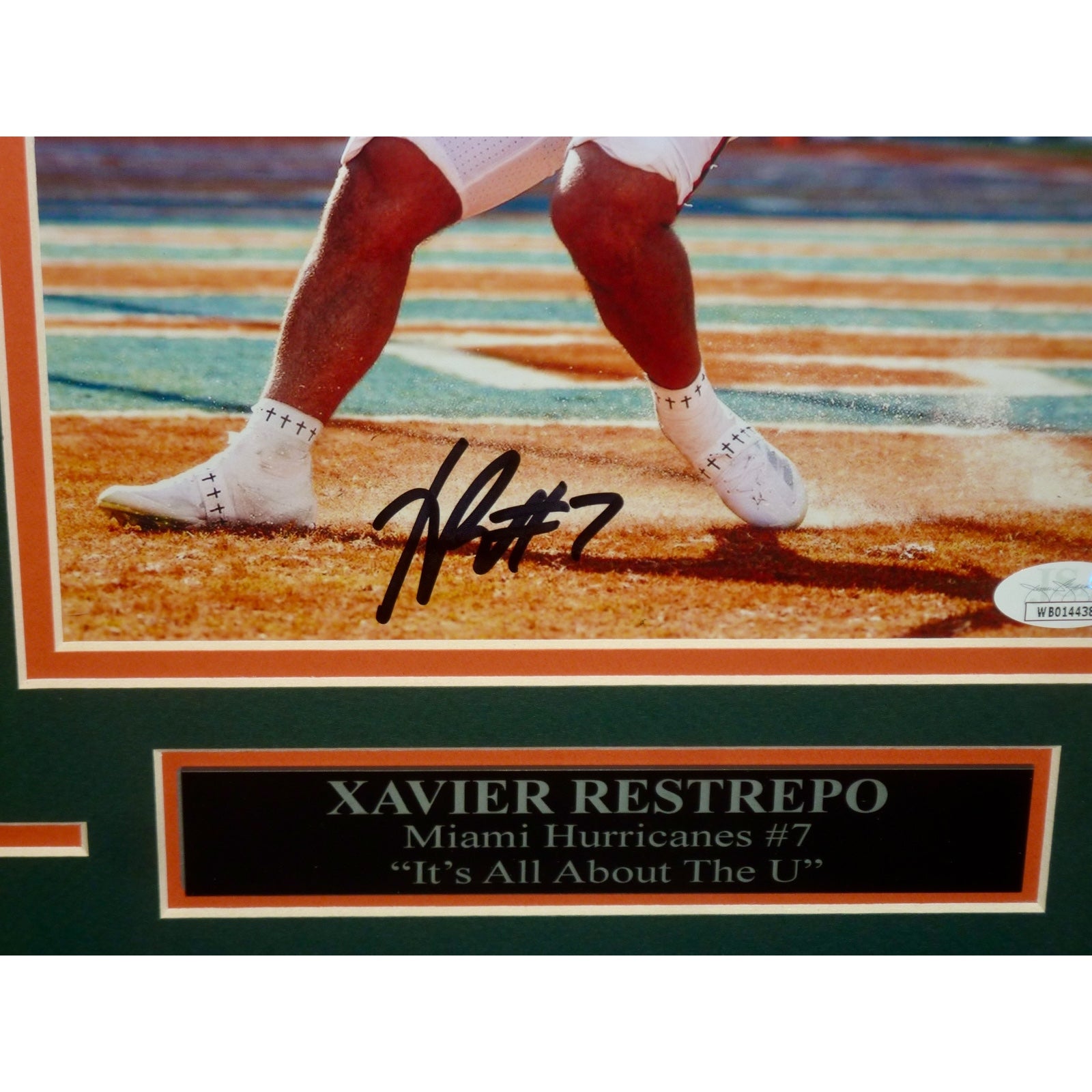Xavier Restrepo Autographed Miami Hurricanes (TD Celebration) Deluxe Framed 8x10 Photo - JSA