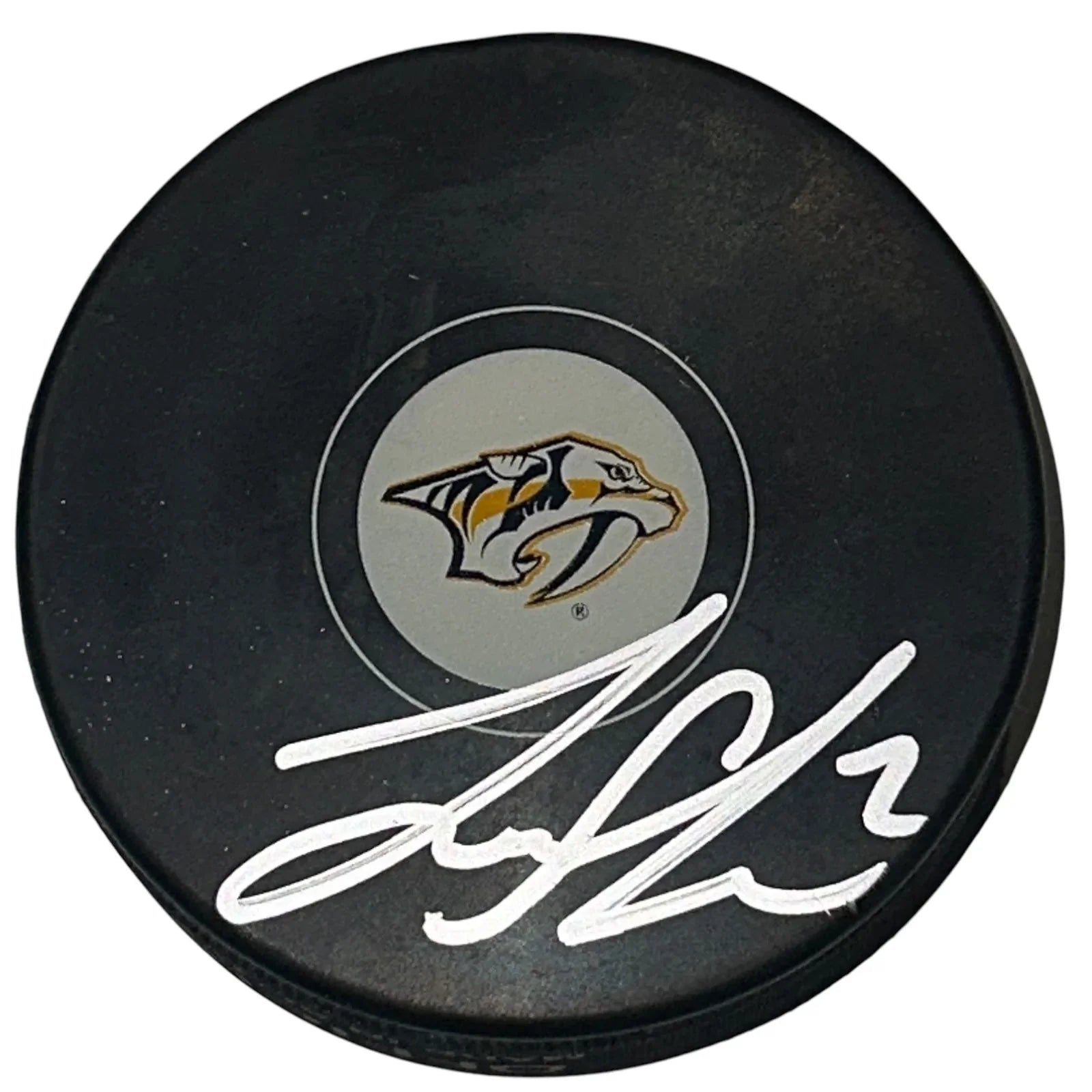 Luke Schenn Autographed Nashville Predators Hockey Puck - JSA