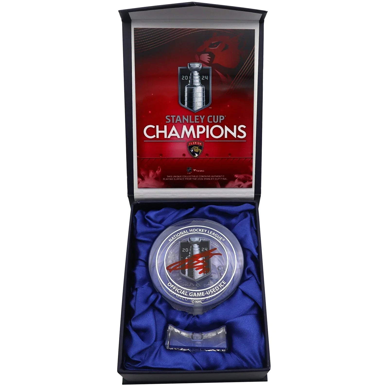 Sergei Bobrovsky Autographed Florida Panthers 2024 Stanley Cup Champions Crystal Puck - Filled with Ice From the 2024 Stanley Cup Final - JSA
