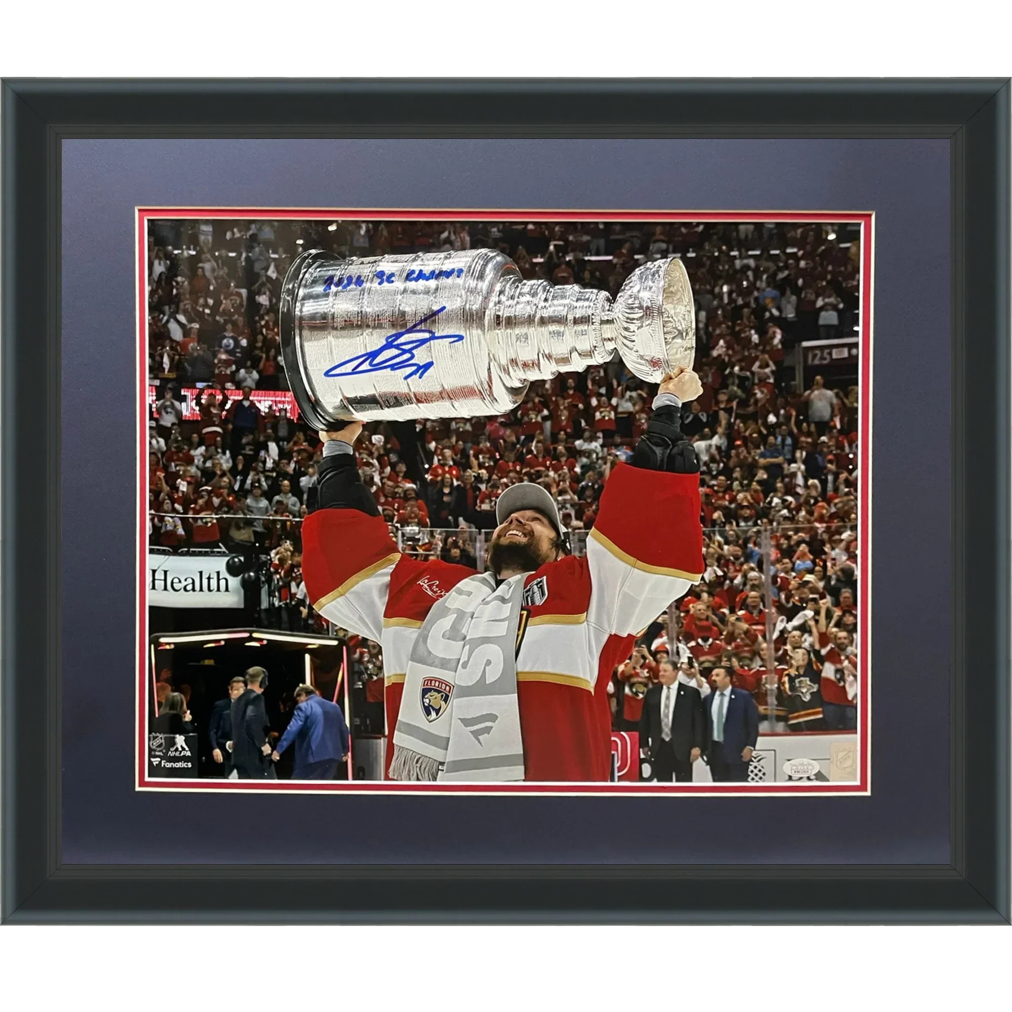 Sergei Bobrovsky Autographed Florida Panthers (Stanley Cup Trophy) Deluxe Framed 16x20 Photo w/ "2024 SC Champs" - JSA