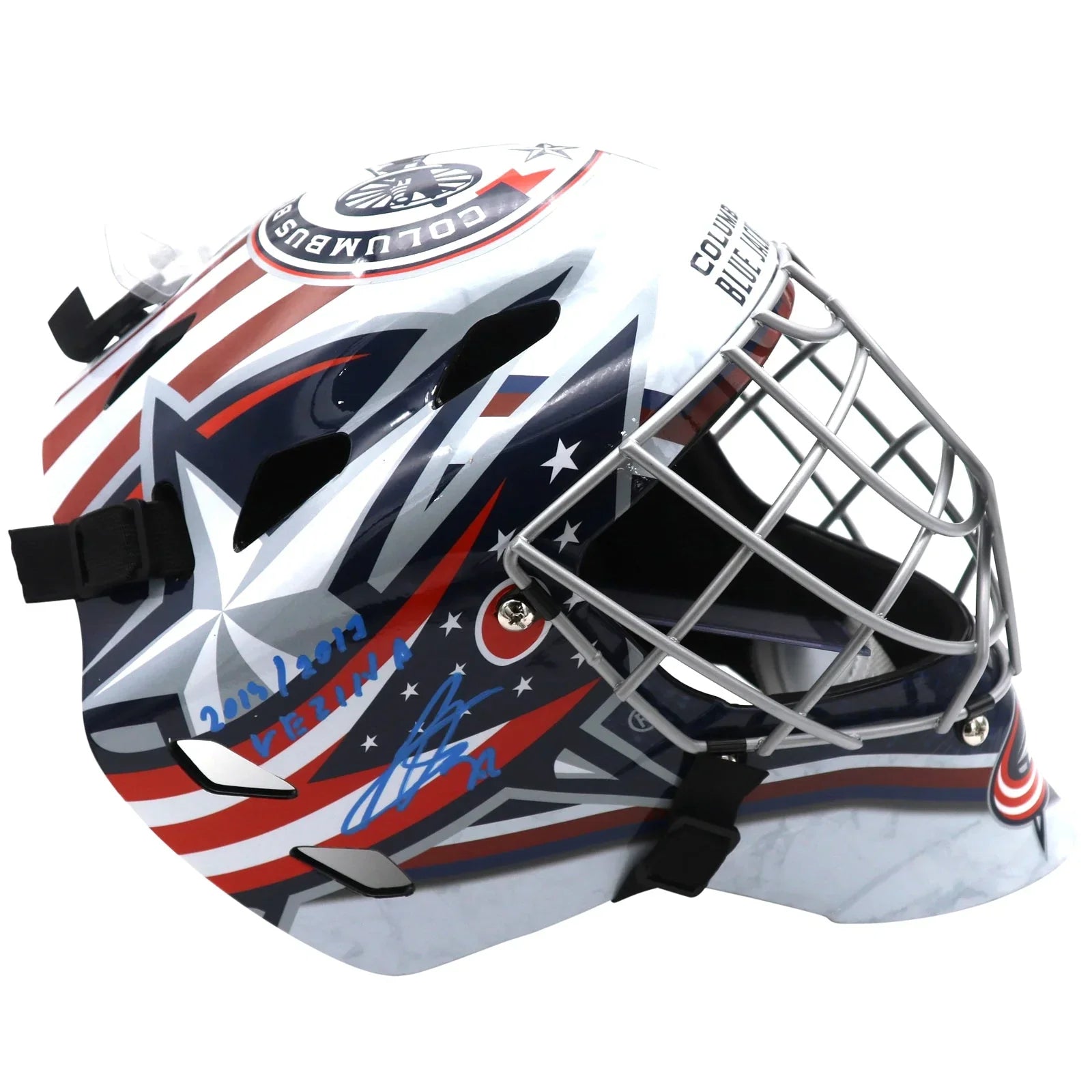Sergei Bobrovsky Autographed Columbus Blue Jackets Full-Size Goalie Mask w/ "2013 2017 Vezina Trophy" - JSA