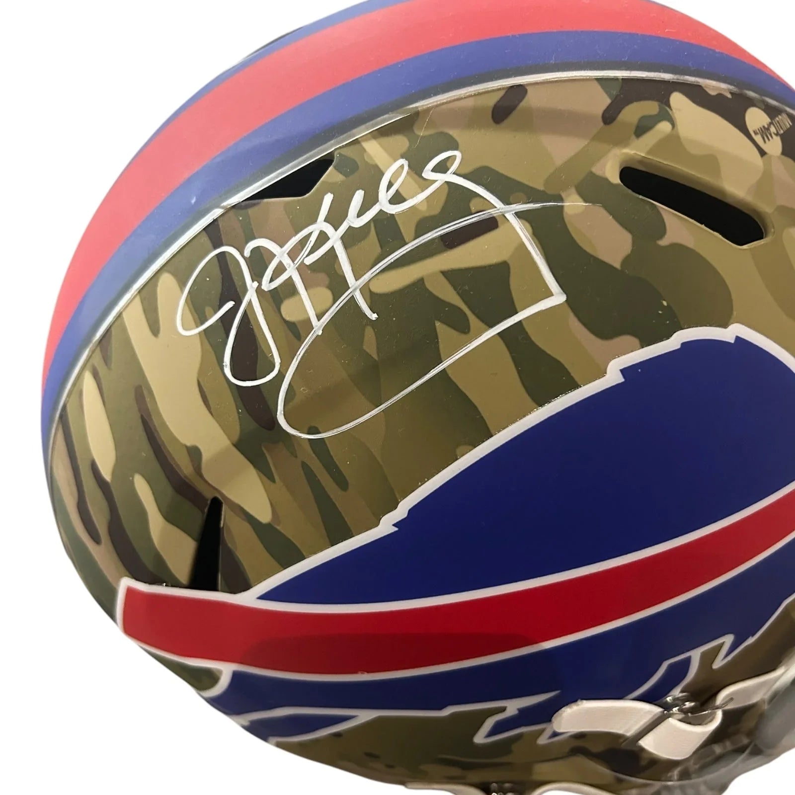 Jim Kelly Autographed Buffalo Bills (CAMO Alternate) Deluxe Full-Size Replica Helmet - Beckett