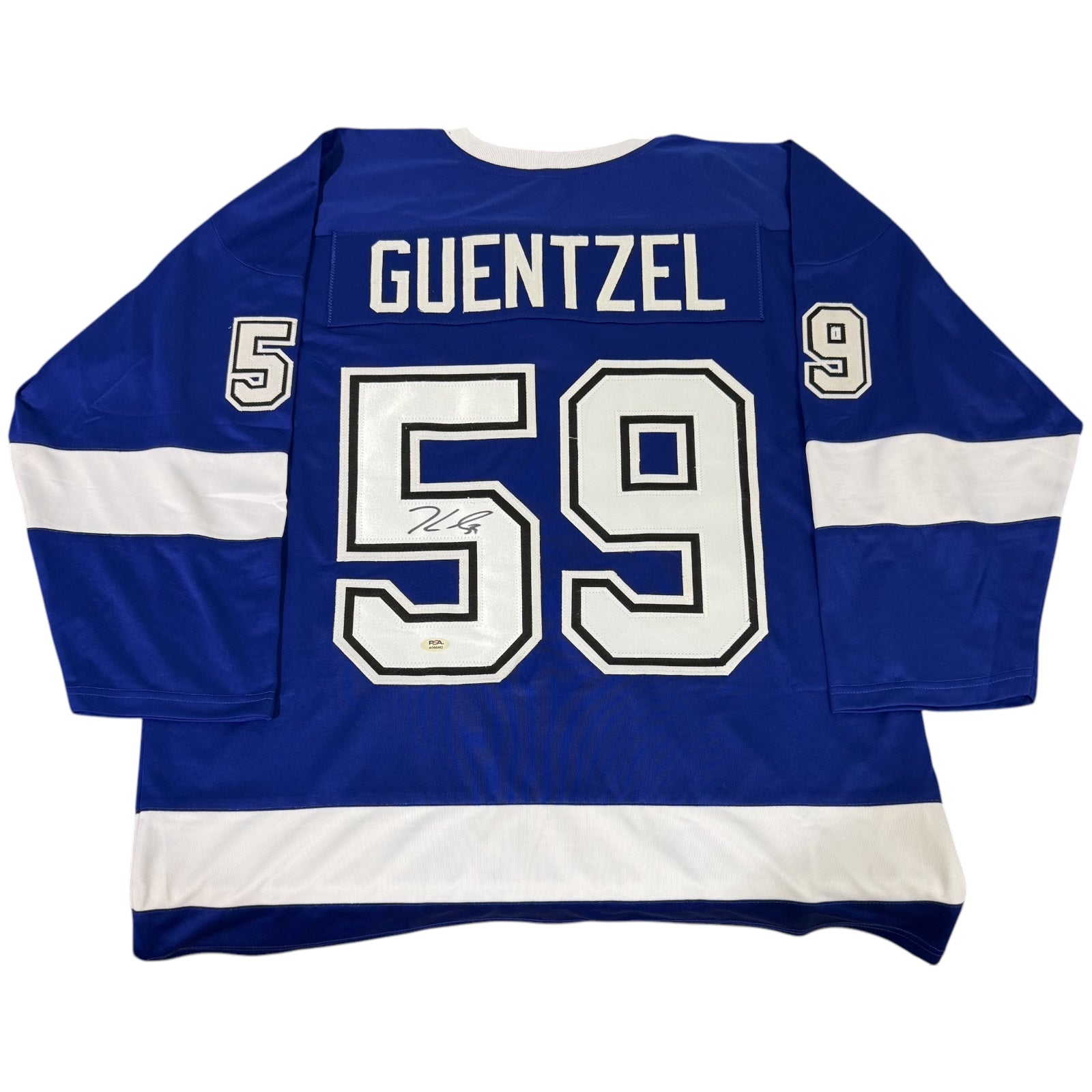 Jake Guentzel Autographed Tampa Bay (Blue #59) Custom Hockey Jersey - PSA