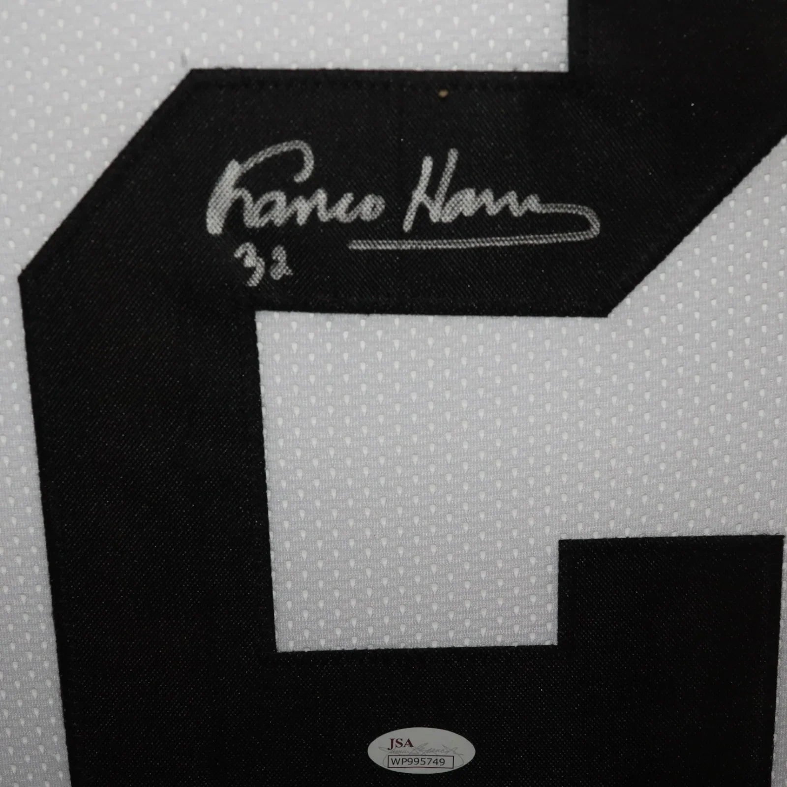 Franco Harris Autographed Pittsburgh (White #32) Deluxe Framed Jersey - JSA