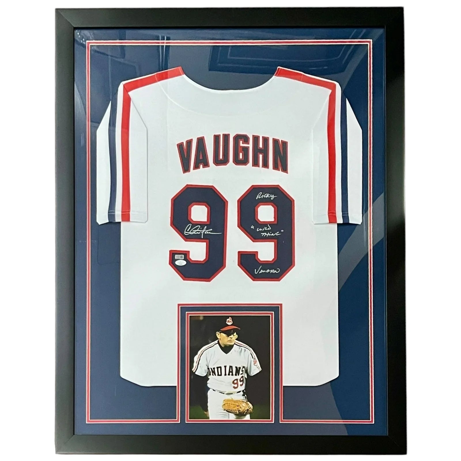 Charlie Sheen Autographed "Major League" (White #99) Framed Custom Baseball Jersey with Inscription - Beckett