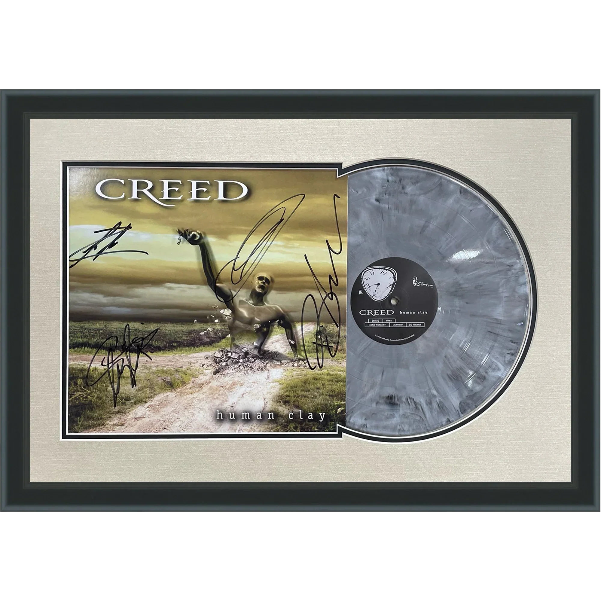 Creed Band Autographed Human Clay Deluxe Framed Record Album - JSA