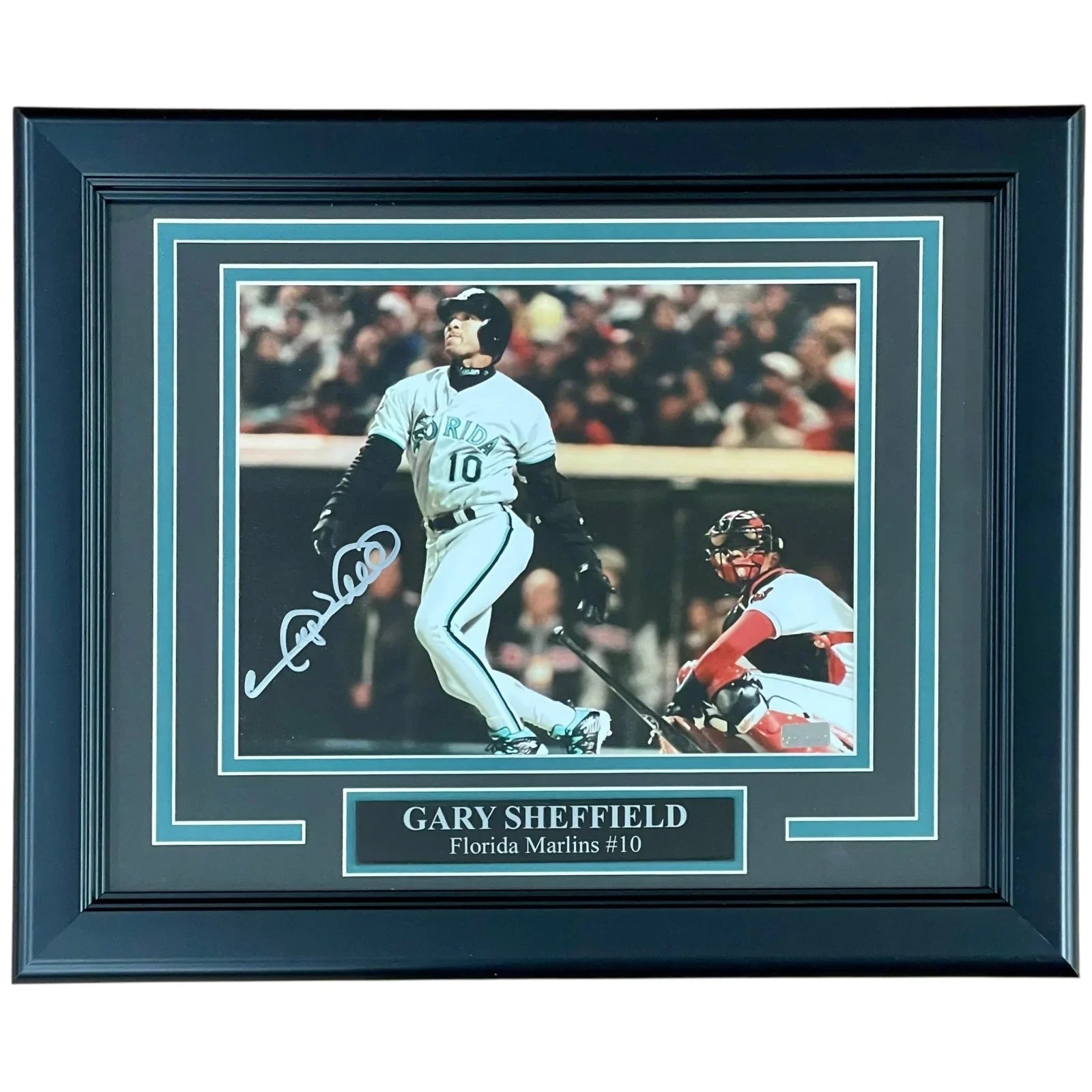Gary Sheffield Autographed Florida Marlins Deluxe Framed 8x10 Photo