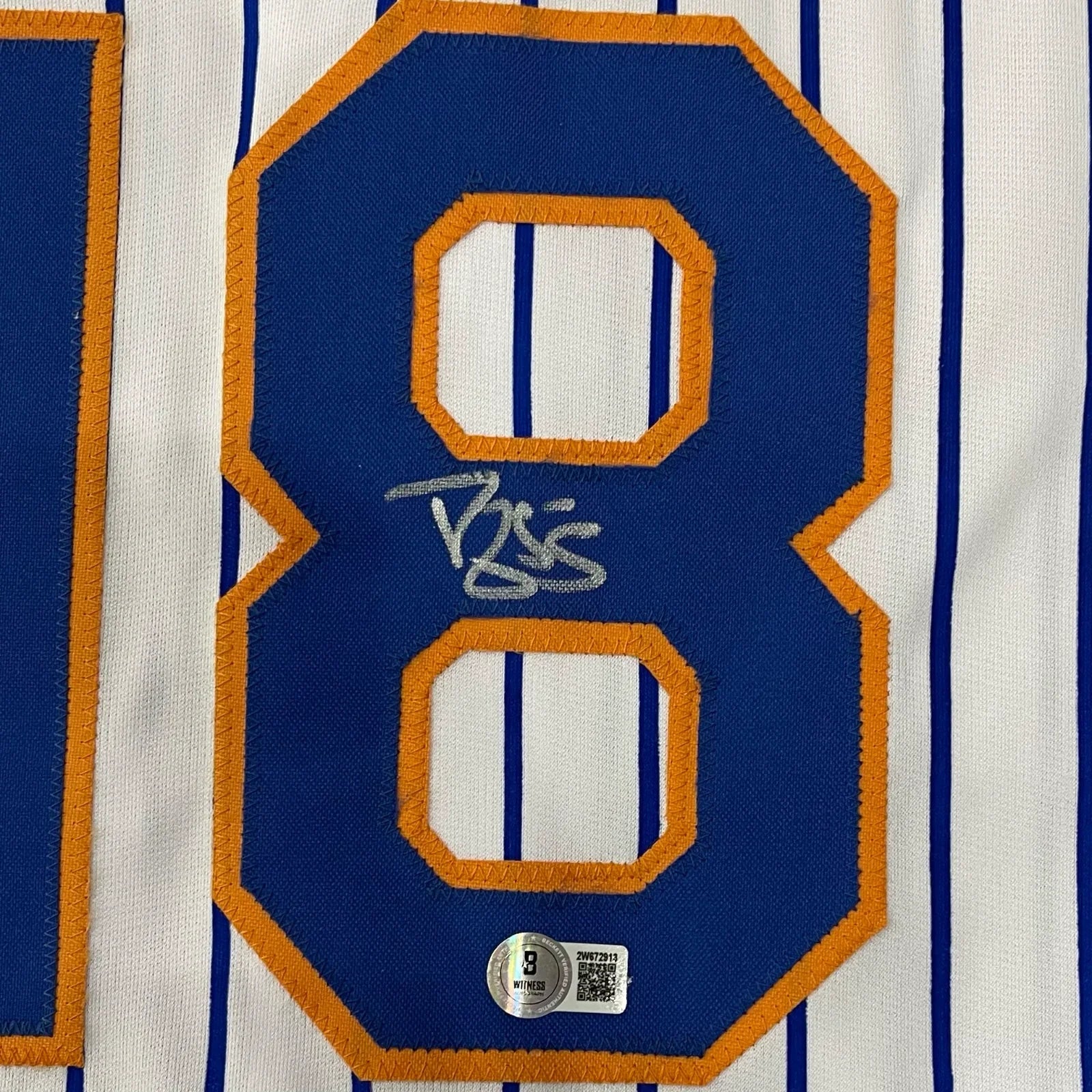 Darryl Strawberry Autographed New York Mets (Pinstripe #18) Custom Jersey - Beckett